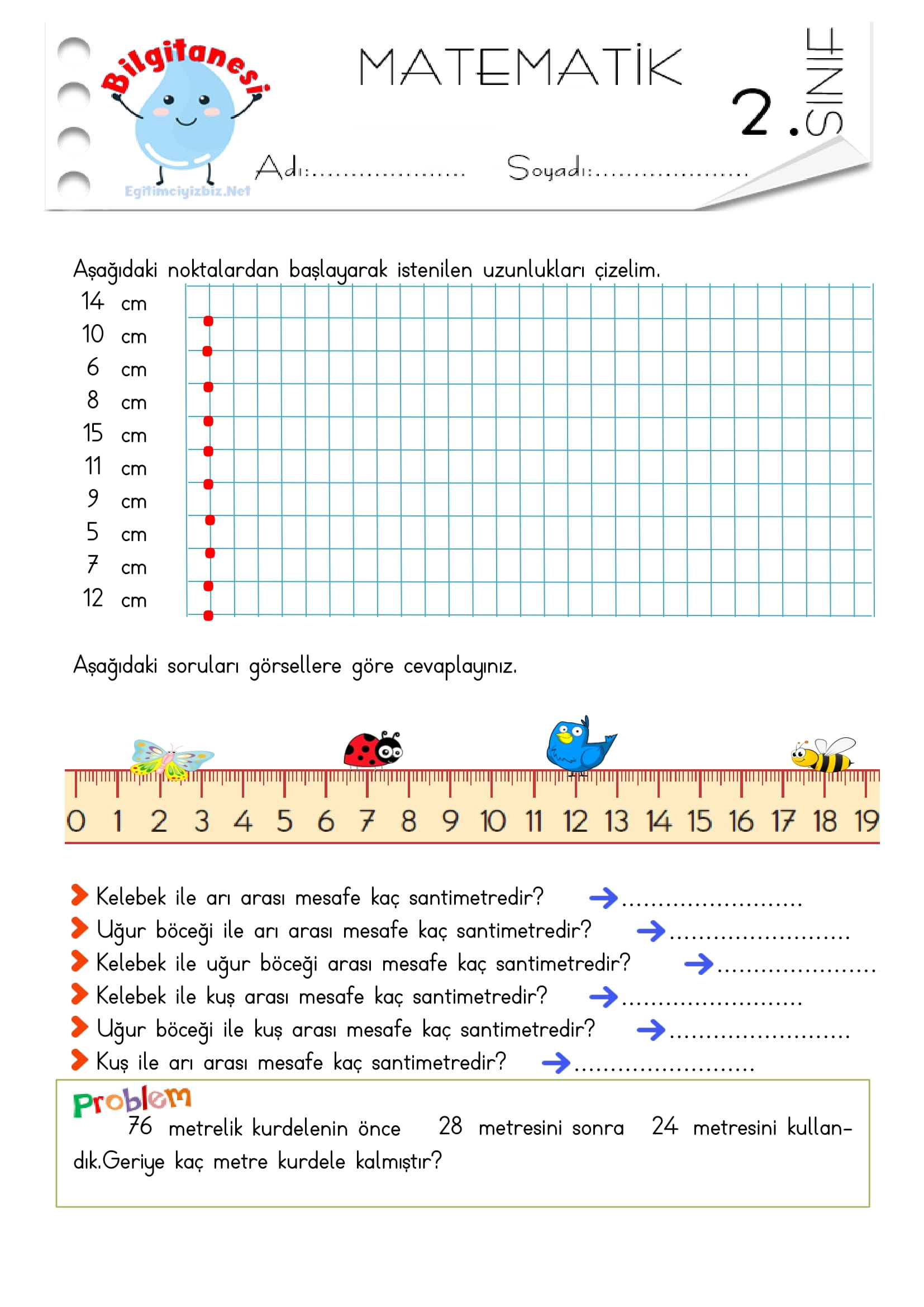 2. Sınıf Standart Uzunluk Ölçüleri Etkinliği-2