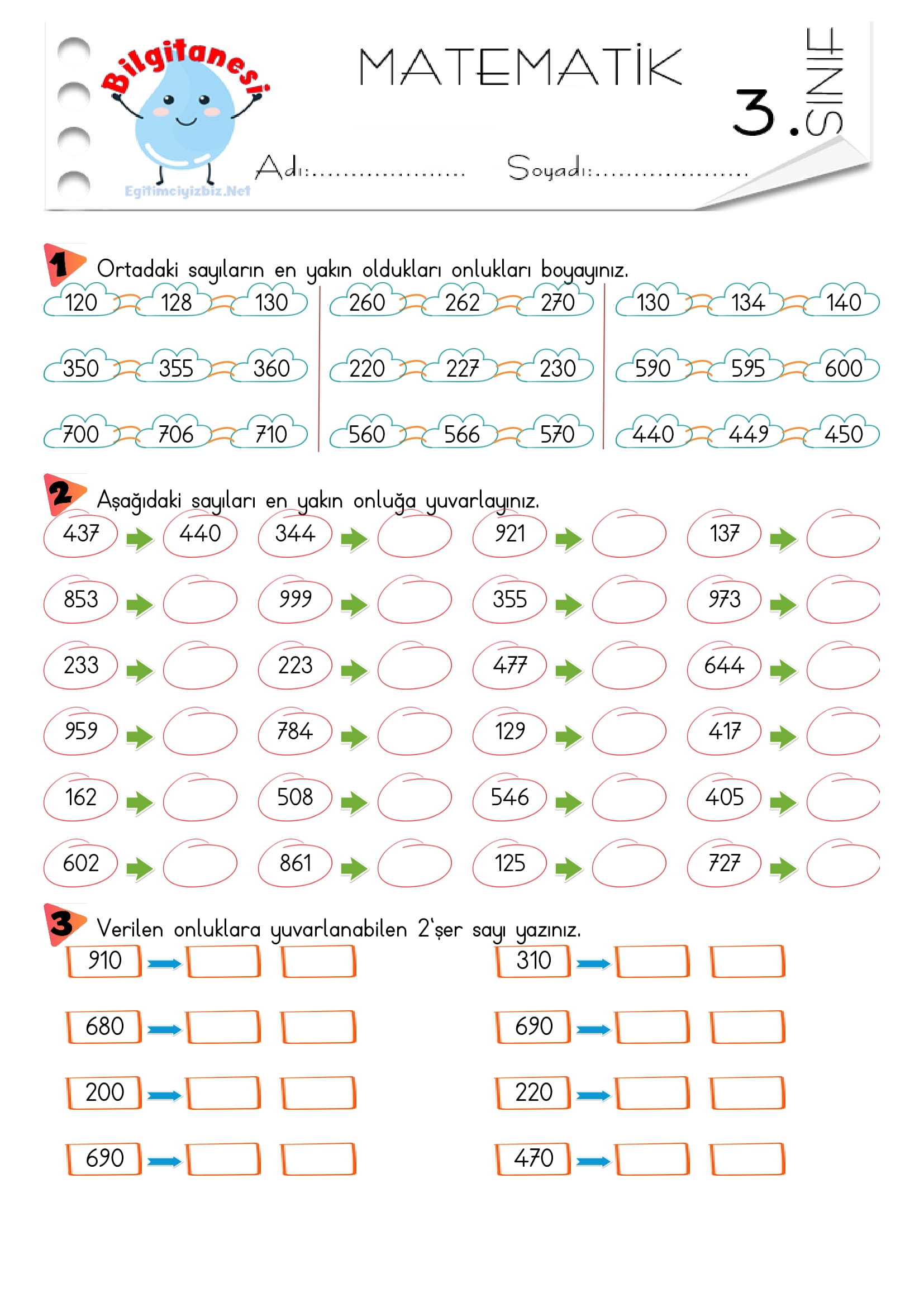 3.Sınıf Doğal Sayıları En Yakın Onluğa Yuvarlama Etkinliği-4
