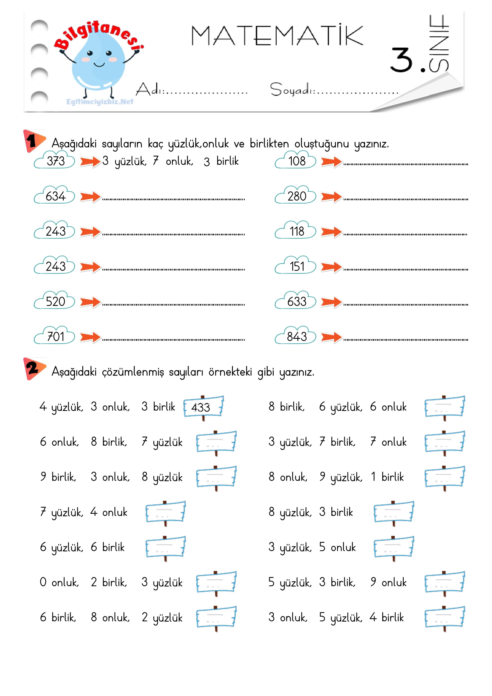 3. Sınıf Doğal Sayılar Çözümleme Etkinliği-5