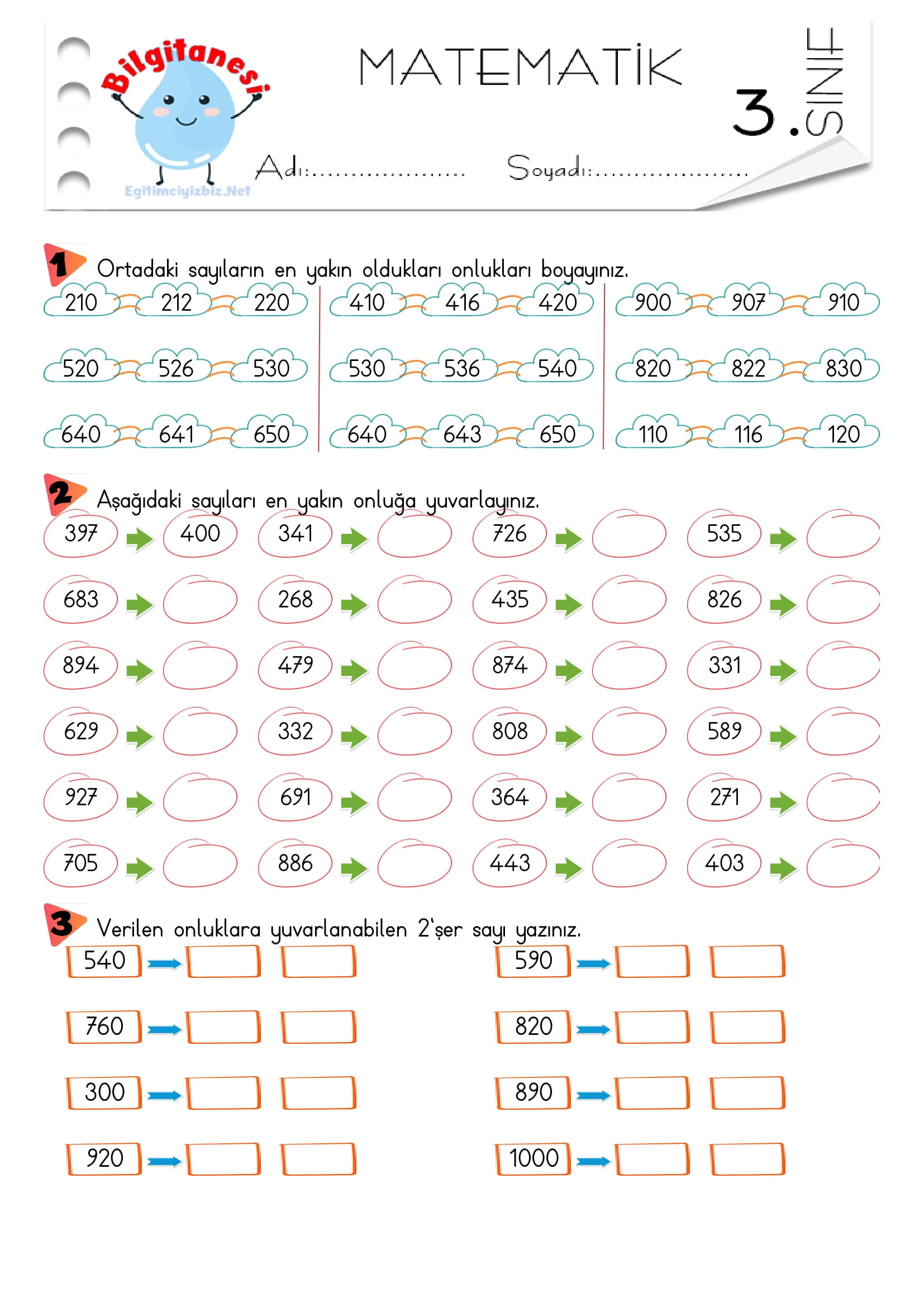 3.Sınıf Doğal Sayıları En Yakın Onluğa Yuvarlama Etkinliği-3