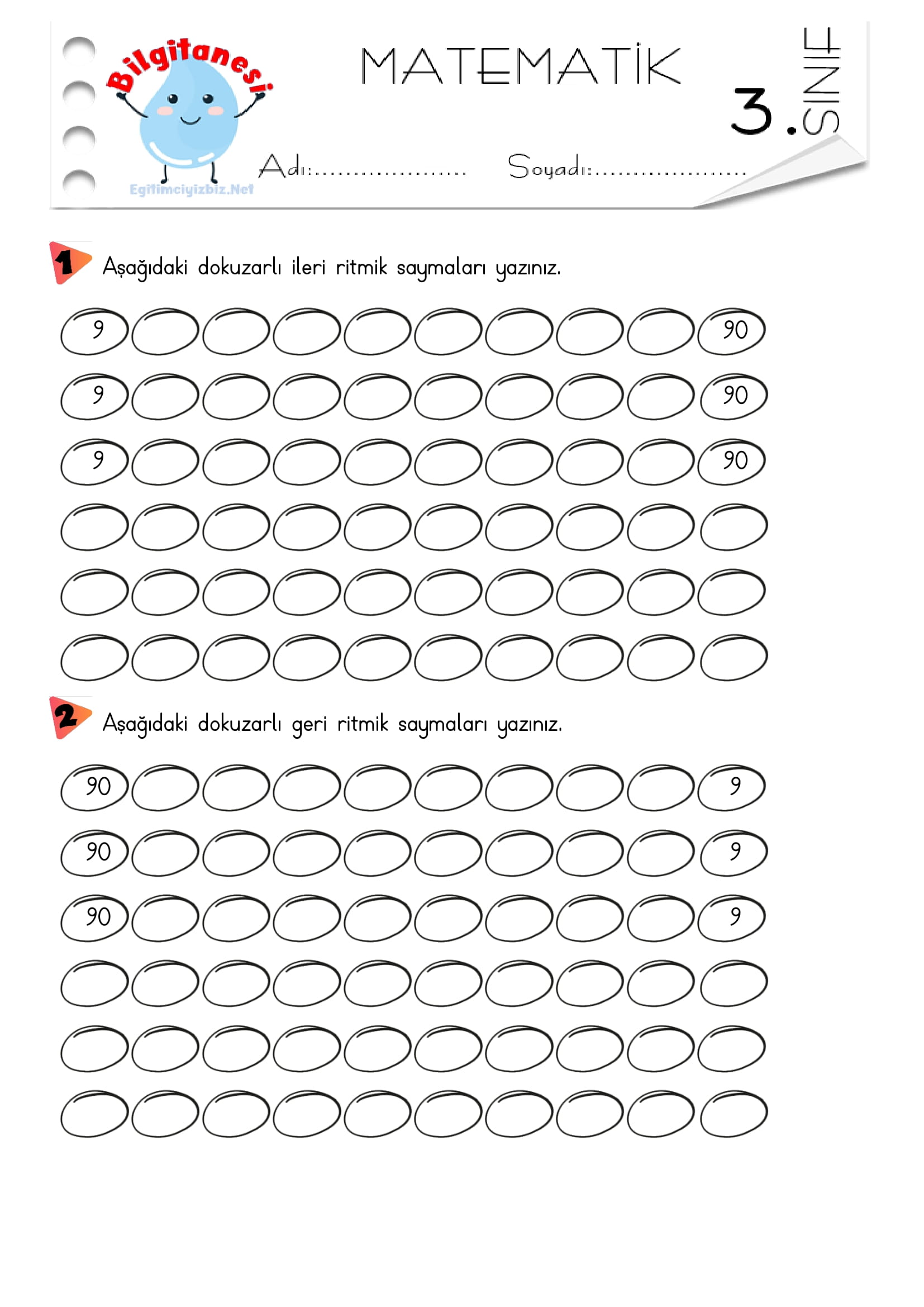3. Sınıf Dokuzar Ritmik Sayma Etkinliği-1