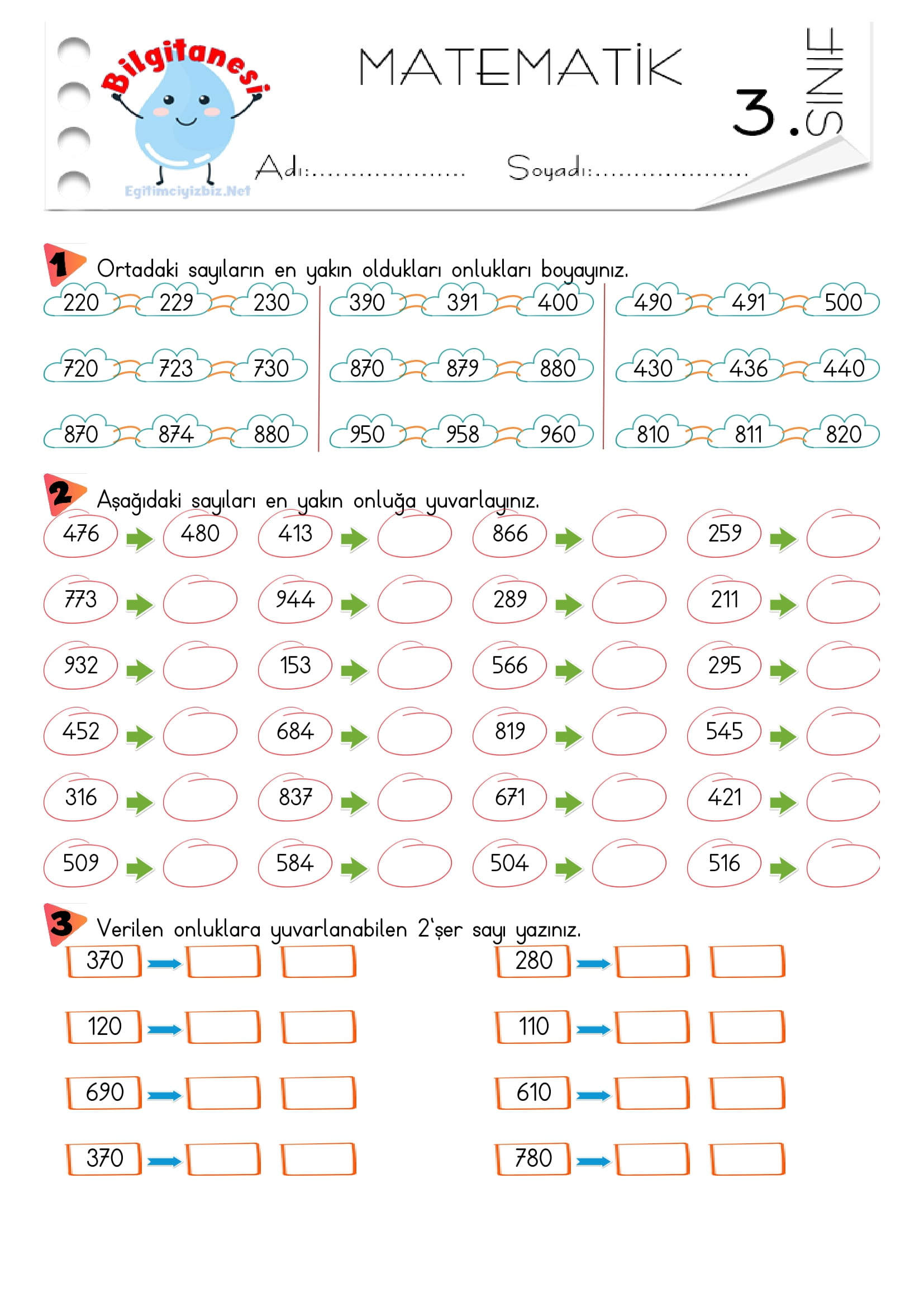 3.Sınıf Doğal Sayıları En Yakın Onluğa Yuvarlama Etkinliği-5