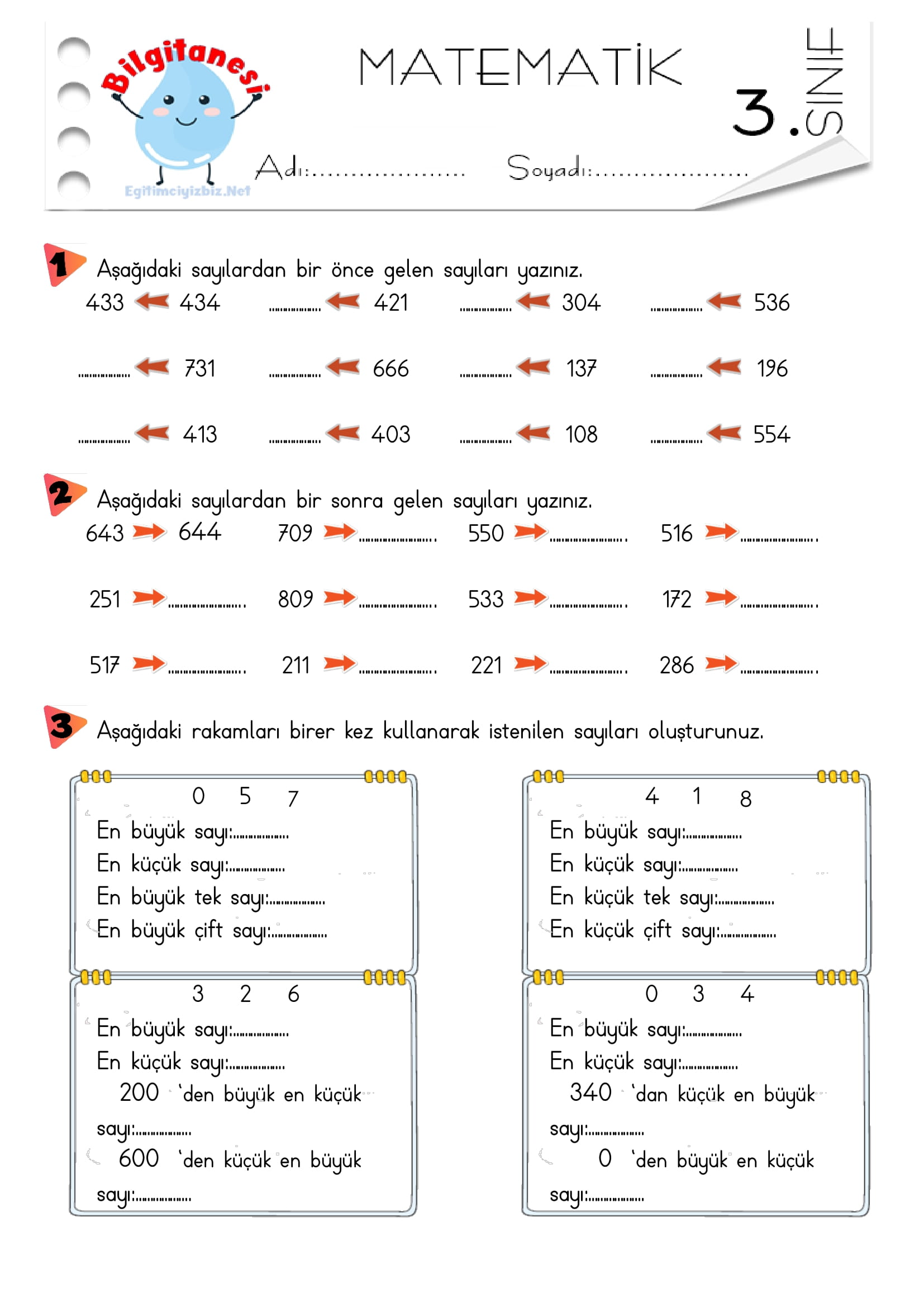 3.Sınıf Sayıları Karşılaştırma Etkinliği-4