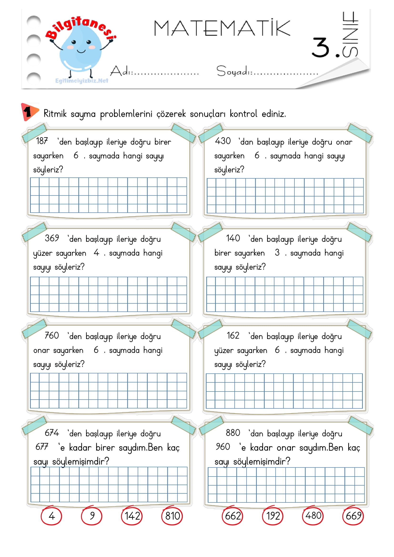 3. Sınıf Ritmik Sayma Problemleri-3