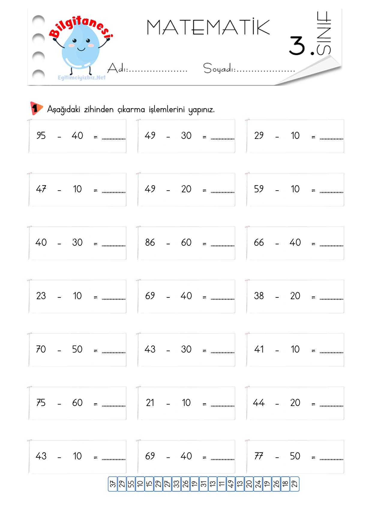 3. Sınıf Zihinden Çıkarma İşlemi Etkinliği-4