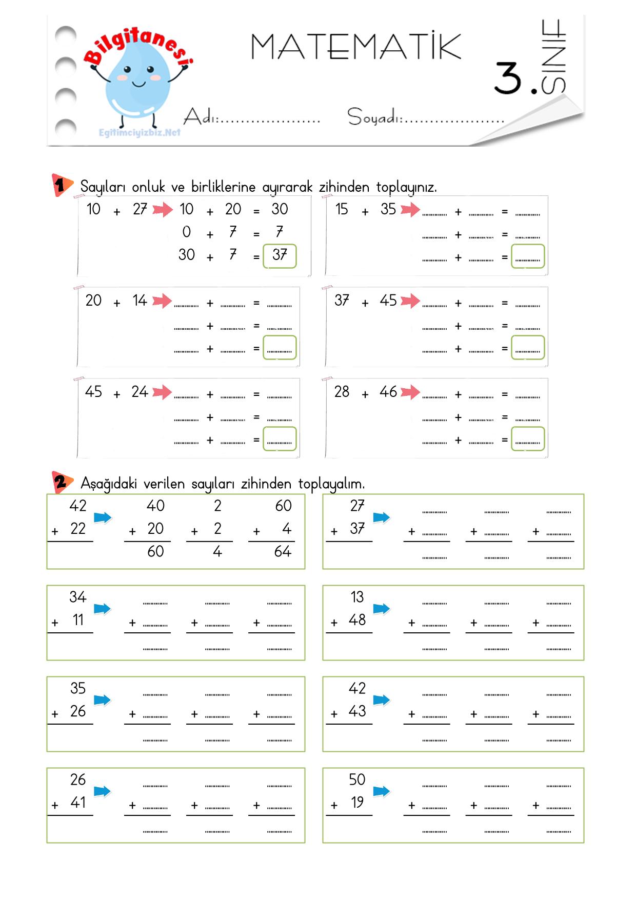 3.Sınıf Zihinden Toplama İşlemi Etkinliği-1
