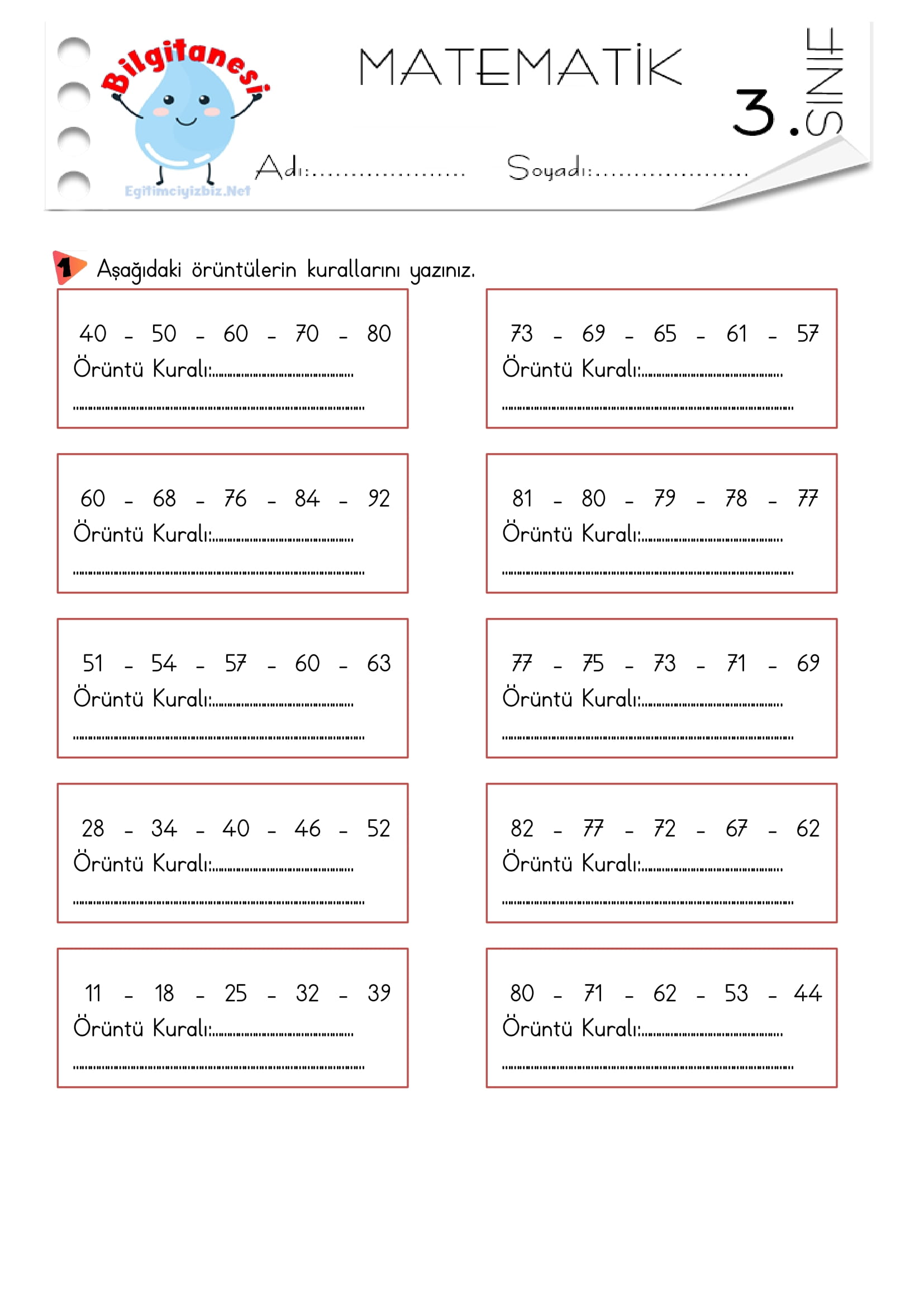 3. Sınıf Örüntüler Etkinliği-3