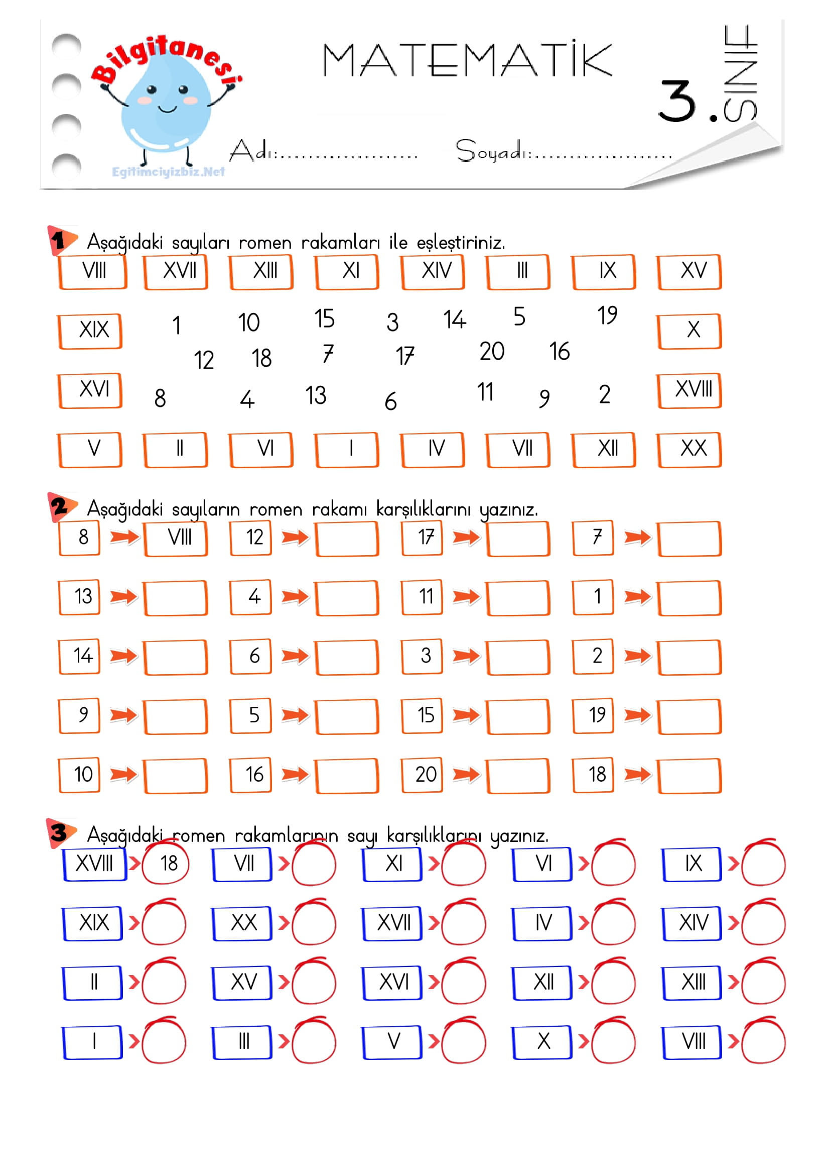 3.Sınıf Romen Rakamları Etkinliği-1