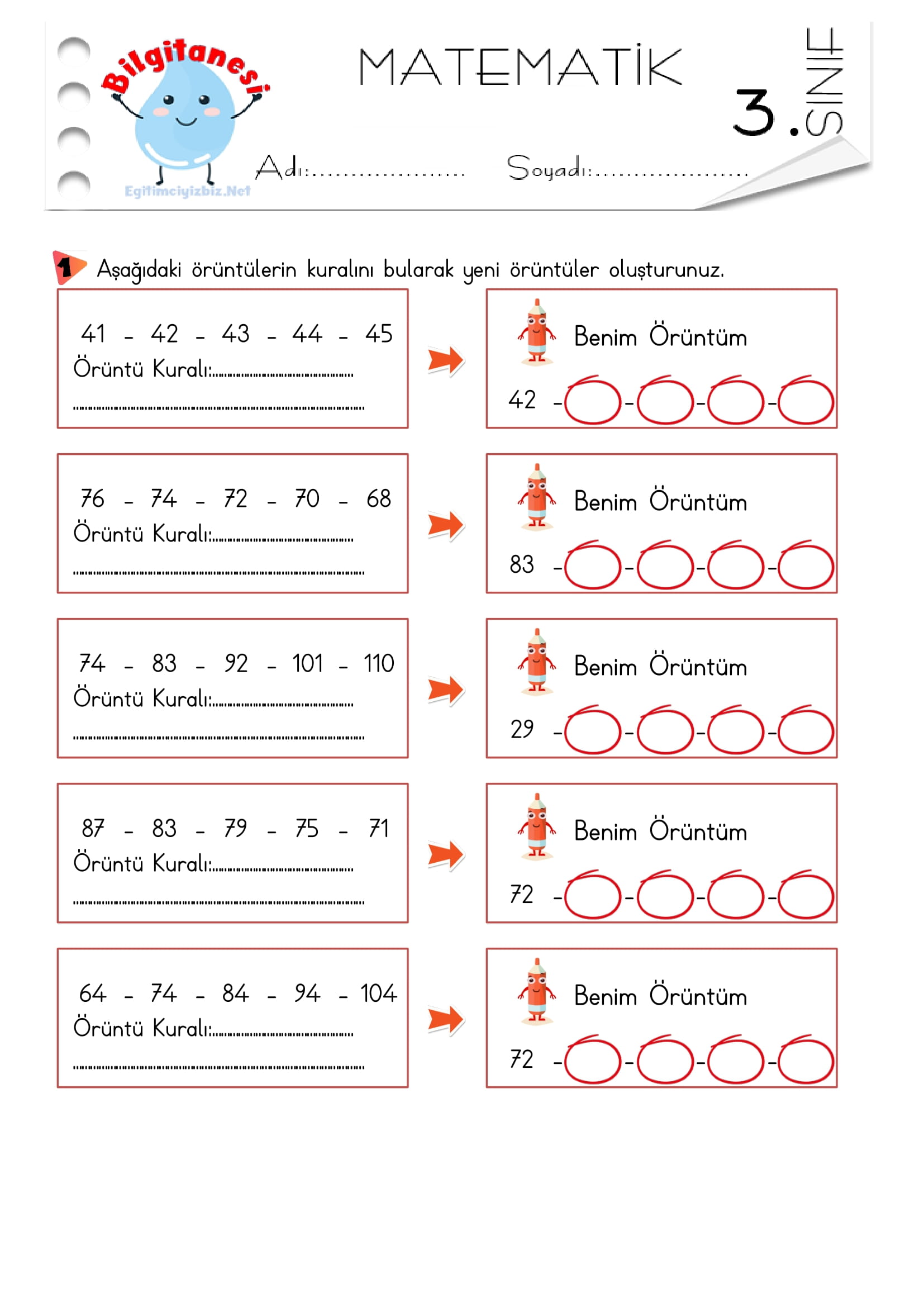 3. Sınıf Örüntüler Etkinliği-9
