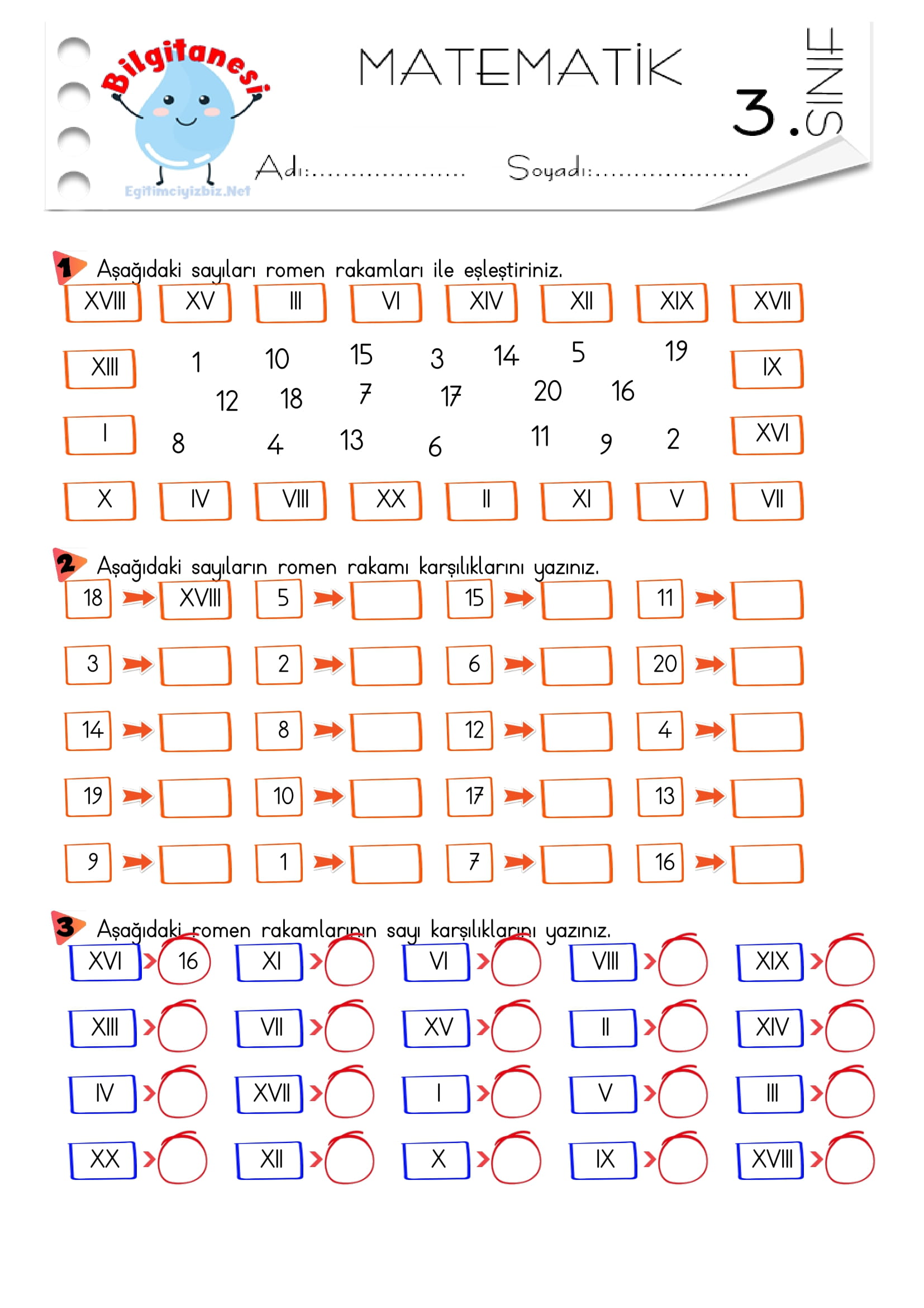 3.Sınıf Romen Rakamları Etkinliği-4