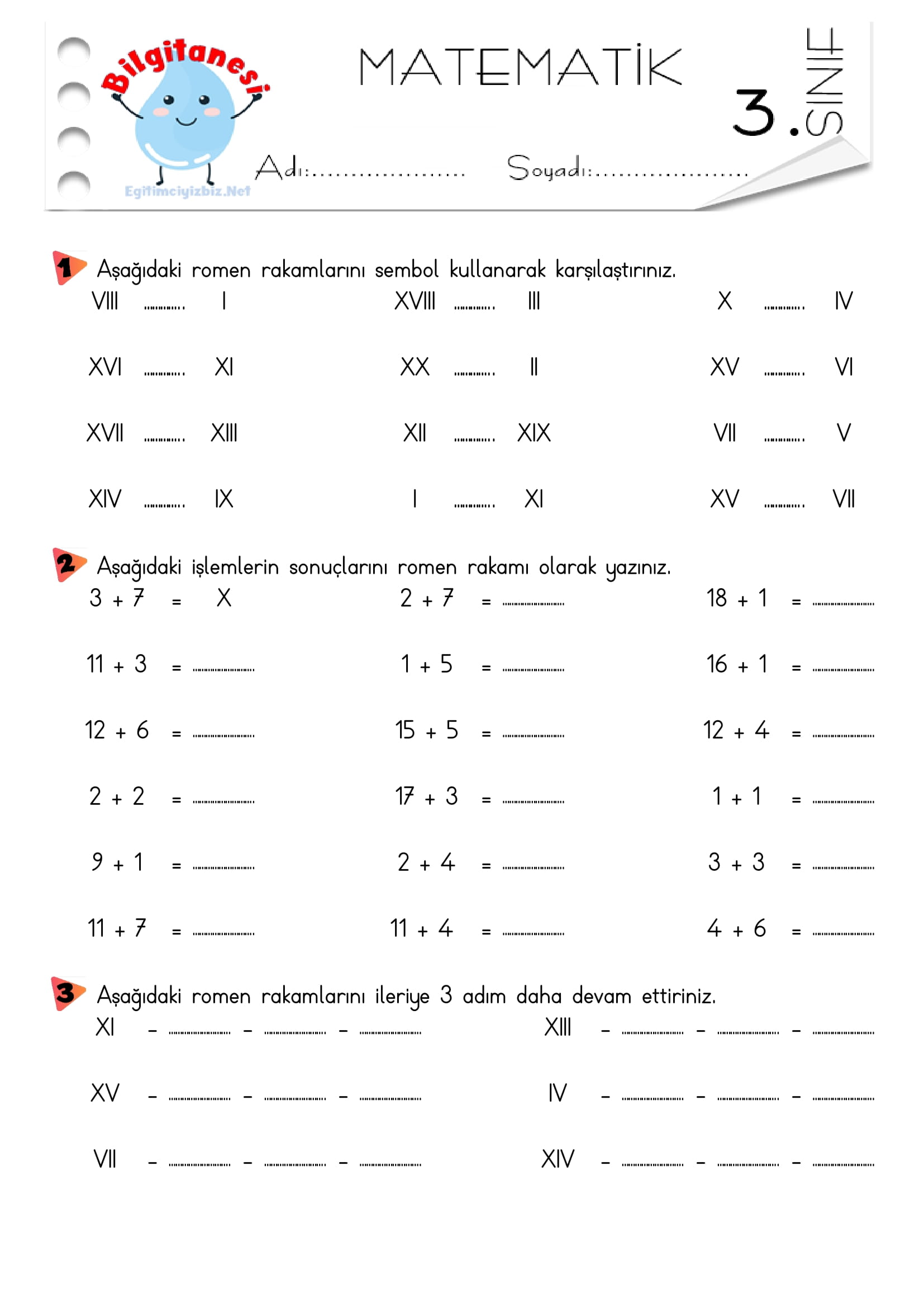 3.Sınıf Romen Rakamları Etkinliği-6