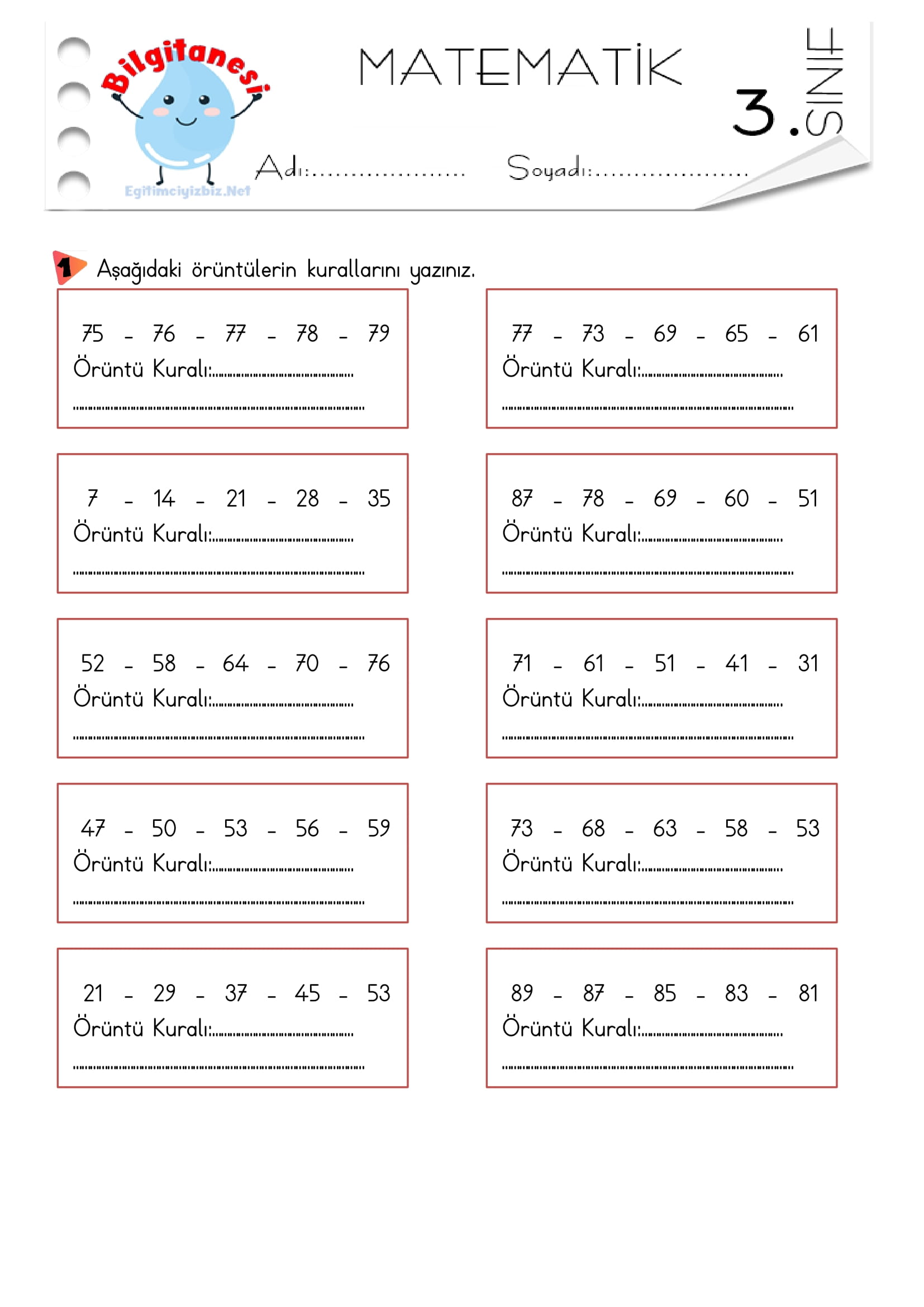3. Sınıf Örüntüler Etkinliği-2