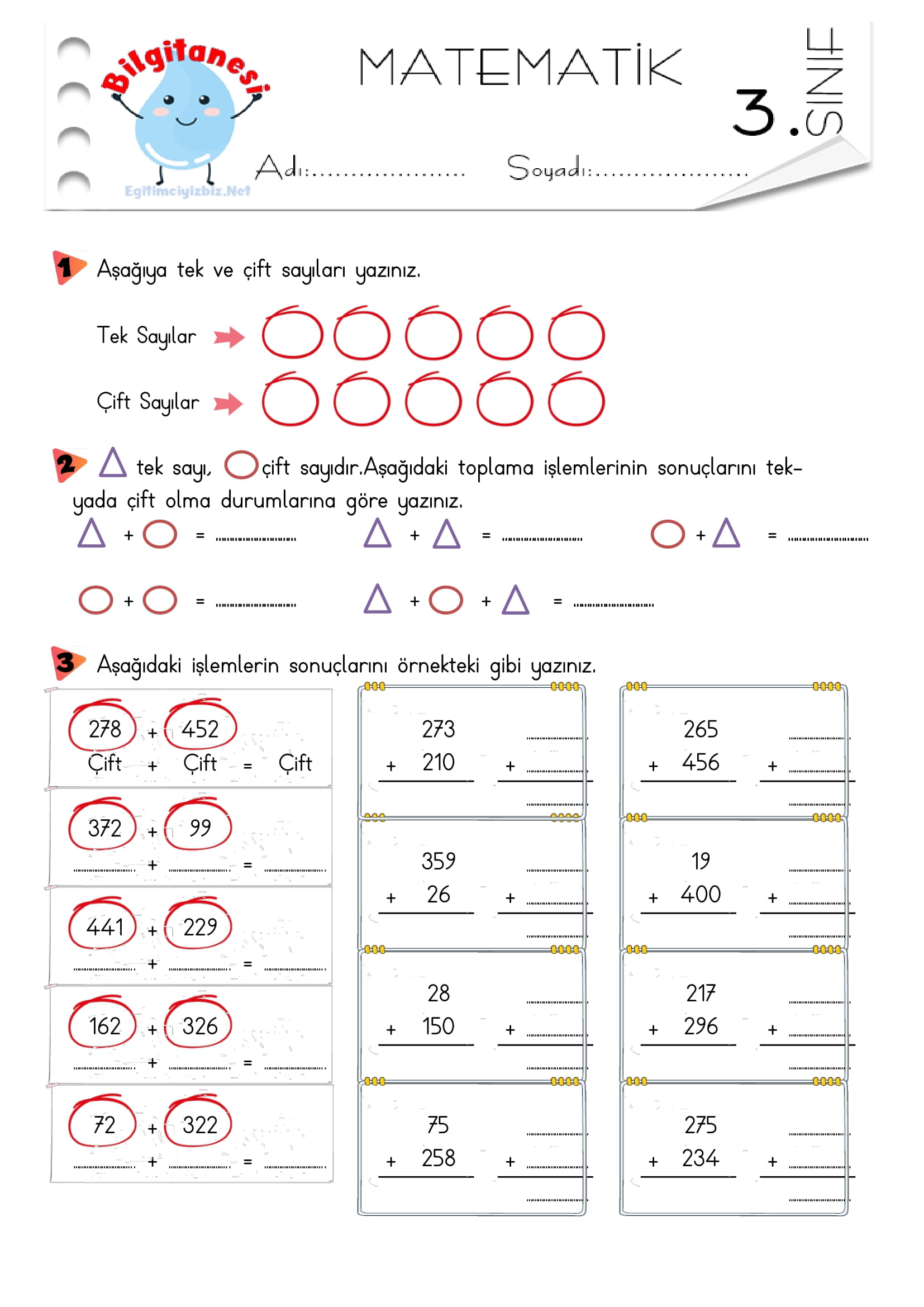 3.Sınıf Tek Çift Sayılar Etkinliği-6