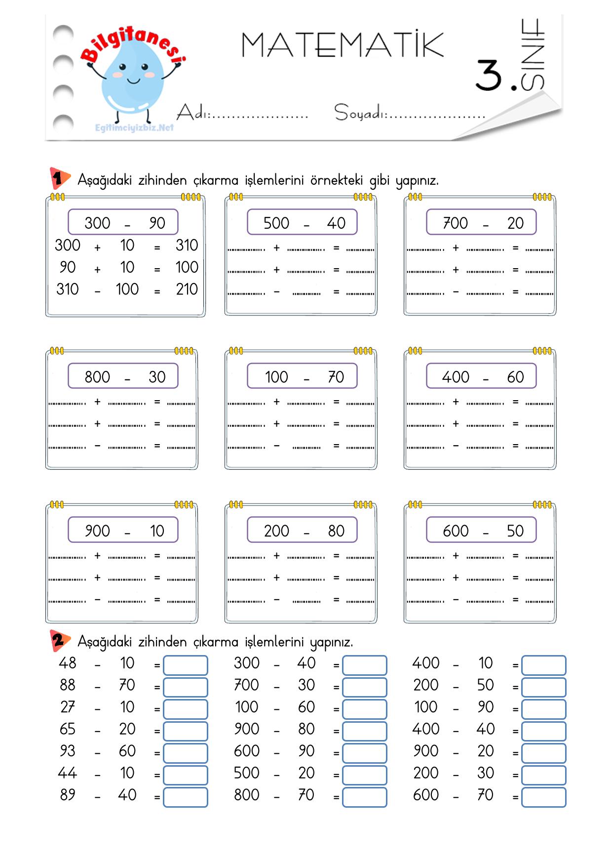 3. Sınıf Zihinden Çıkarma İşlemi Etkinliği-7