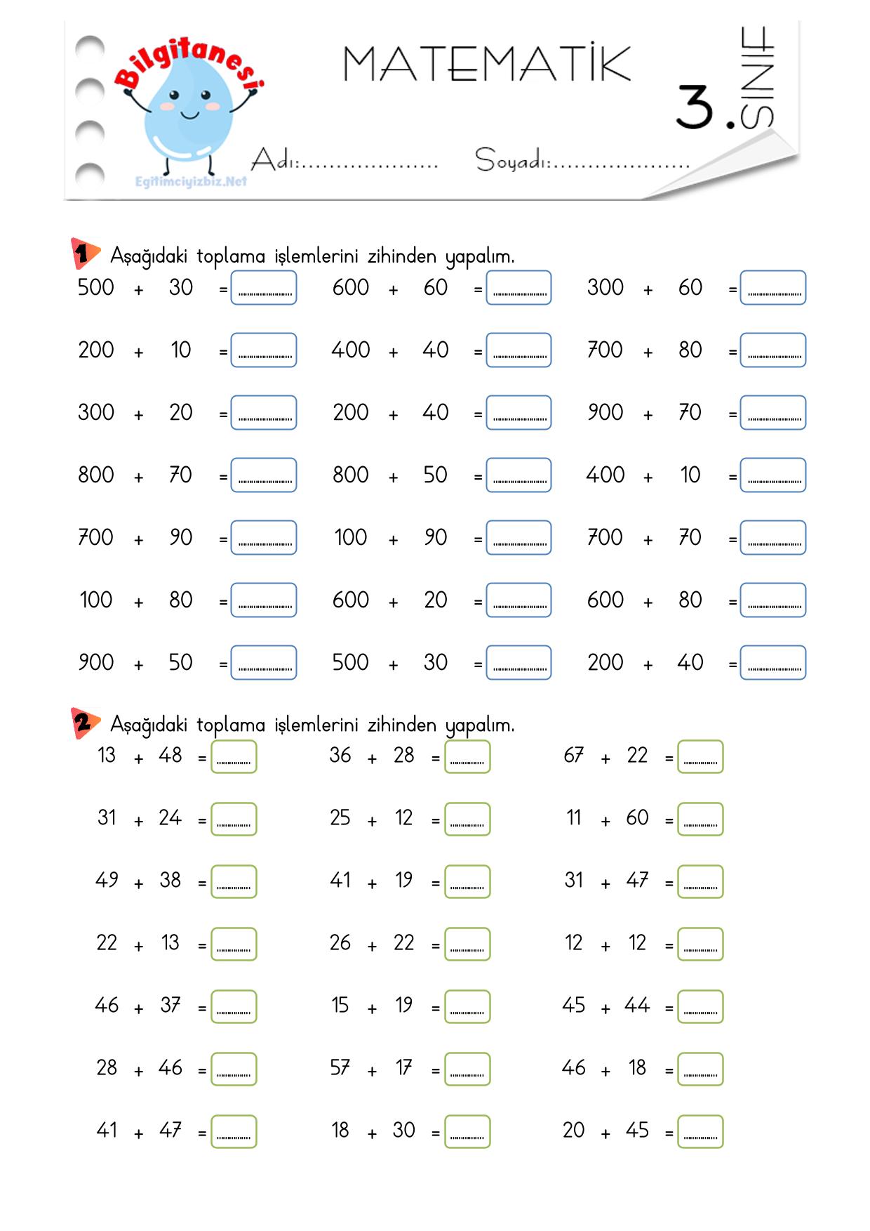 3.Sınıf Zihinden Toplama İşlemi Etkinliği-7