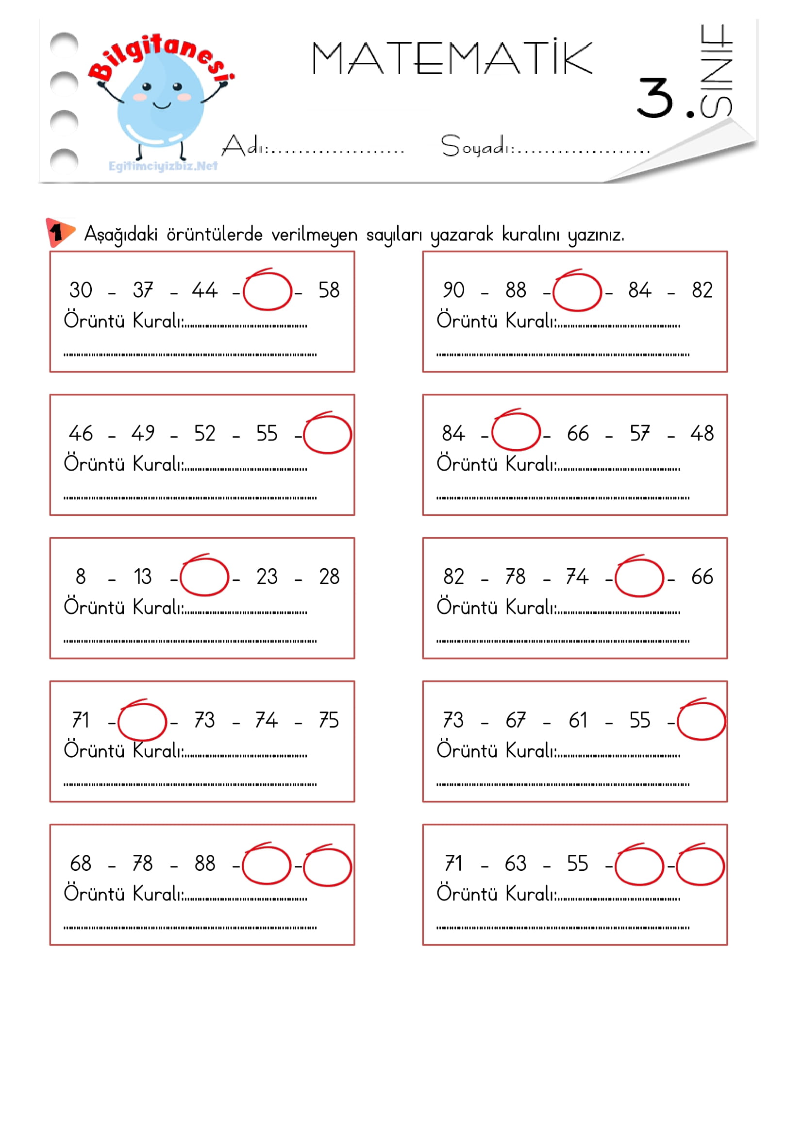 3. Sınıf Örüntüler Etkinliği-6