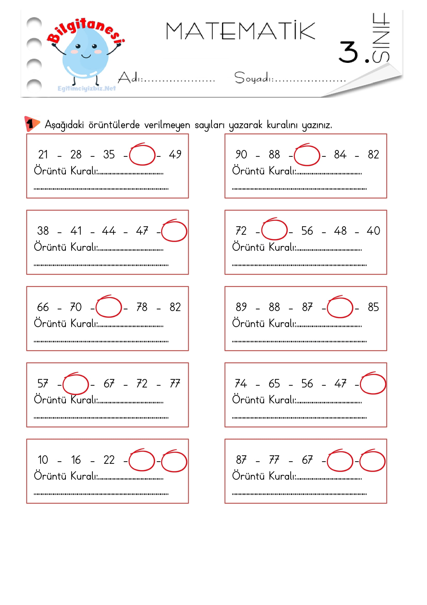 3. Sınıf Örüntüler Etkinliği-4