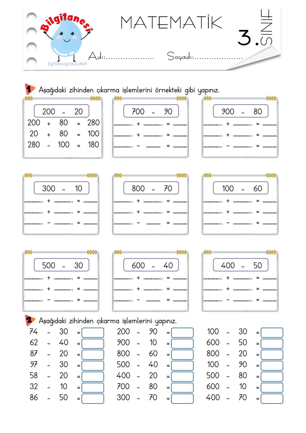 3. Sınıf Zihinden Çıkarma İşlemi Etkinliği-6