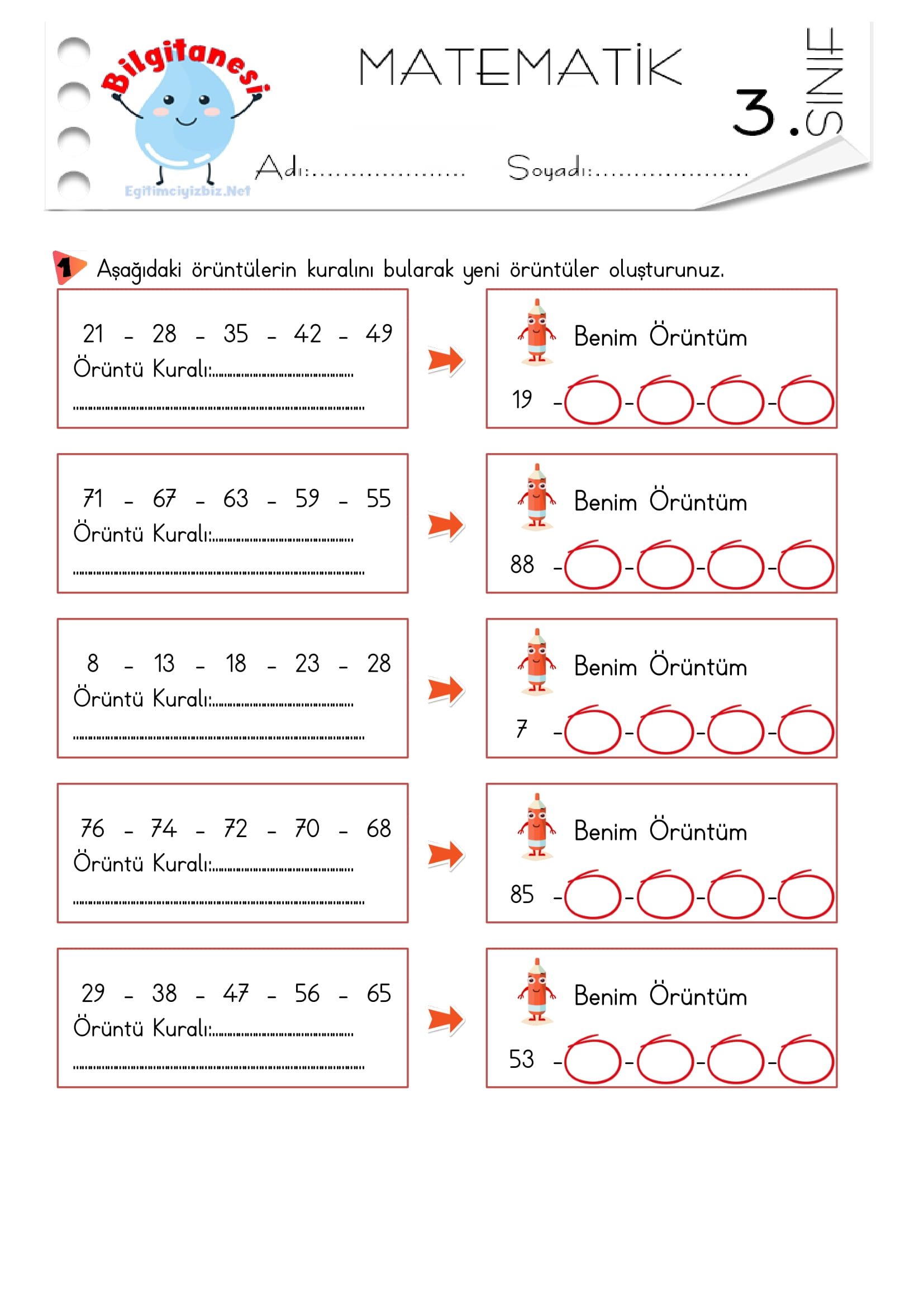 3. Sınıf Örüntüler Etkinliği-8