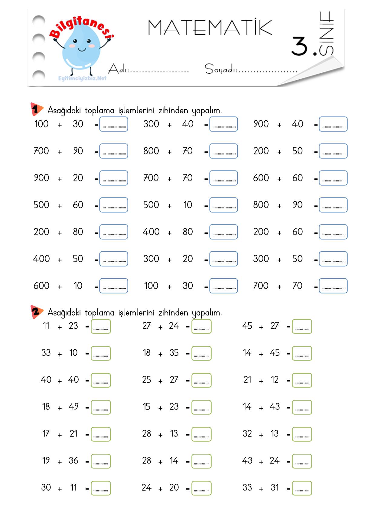 3.Sınıf Zihinden Toplama İşlemi Etkinliği-10