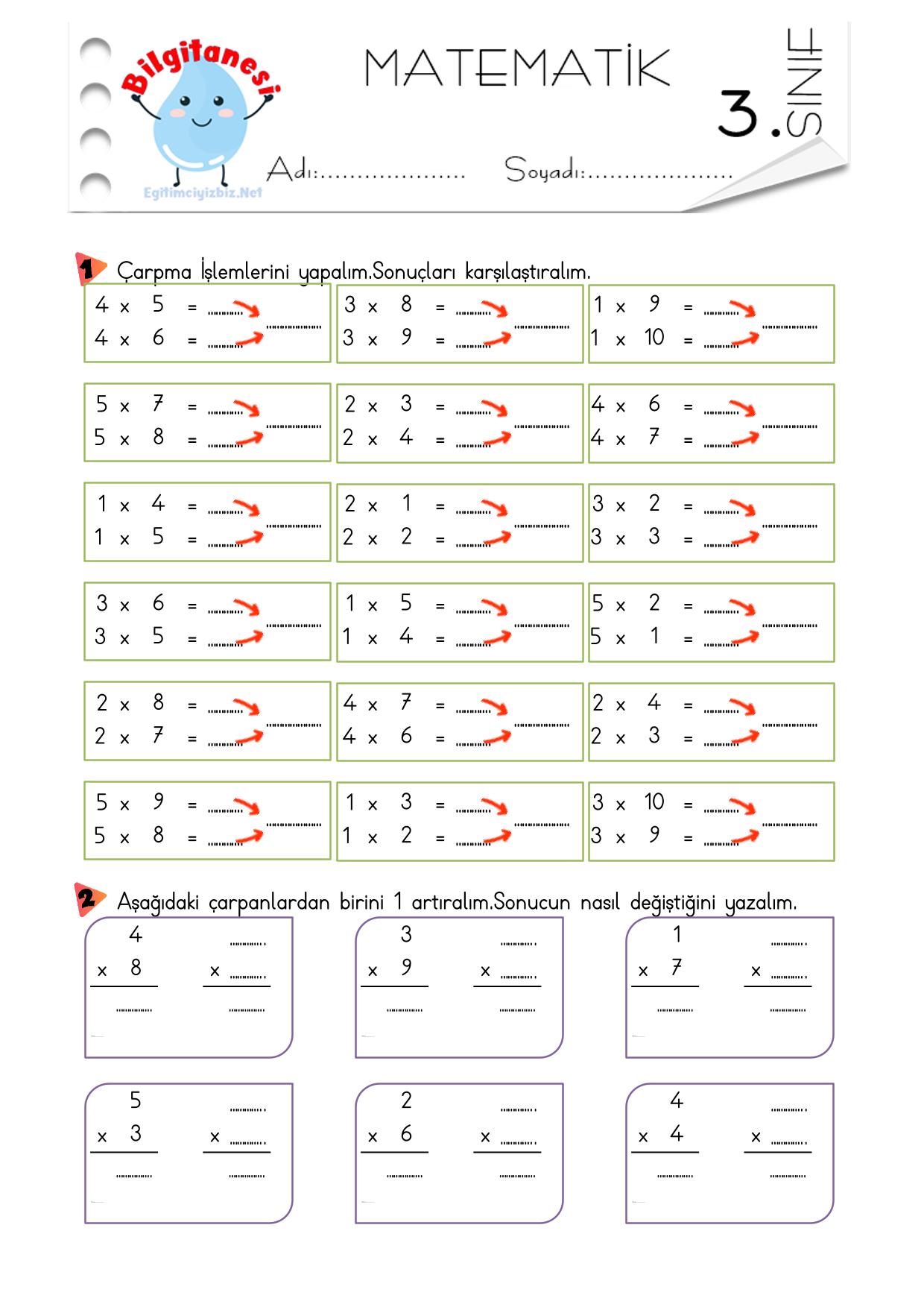 3. Sınıf Artan ve Azalan Çarpanlar Etkinliği-3
