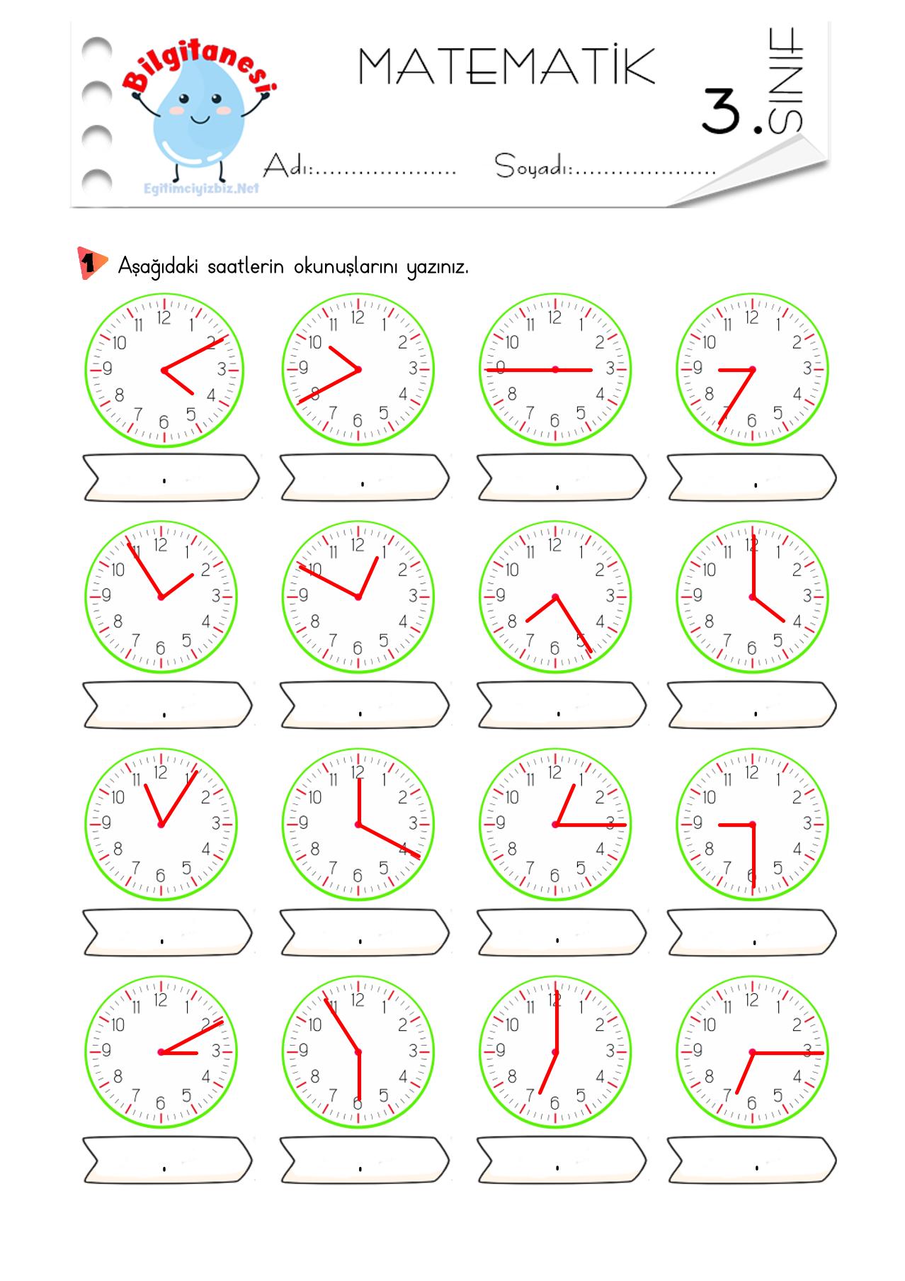 3. Sınıf Saatleri Yazma Etkinliği-4