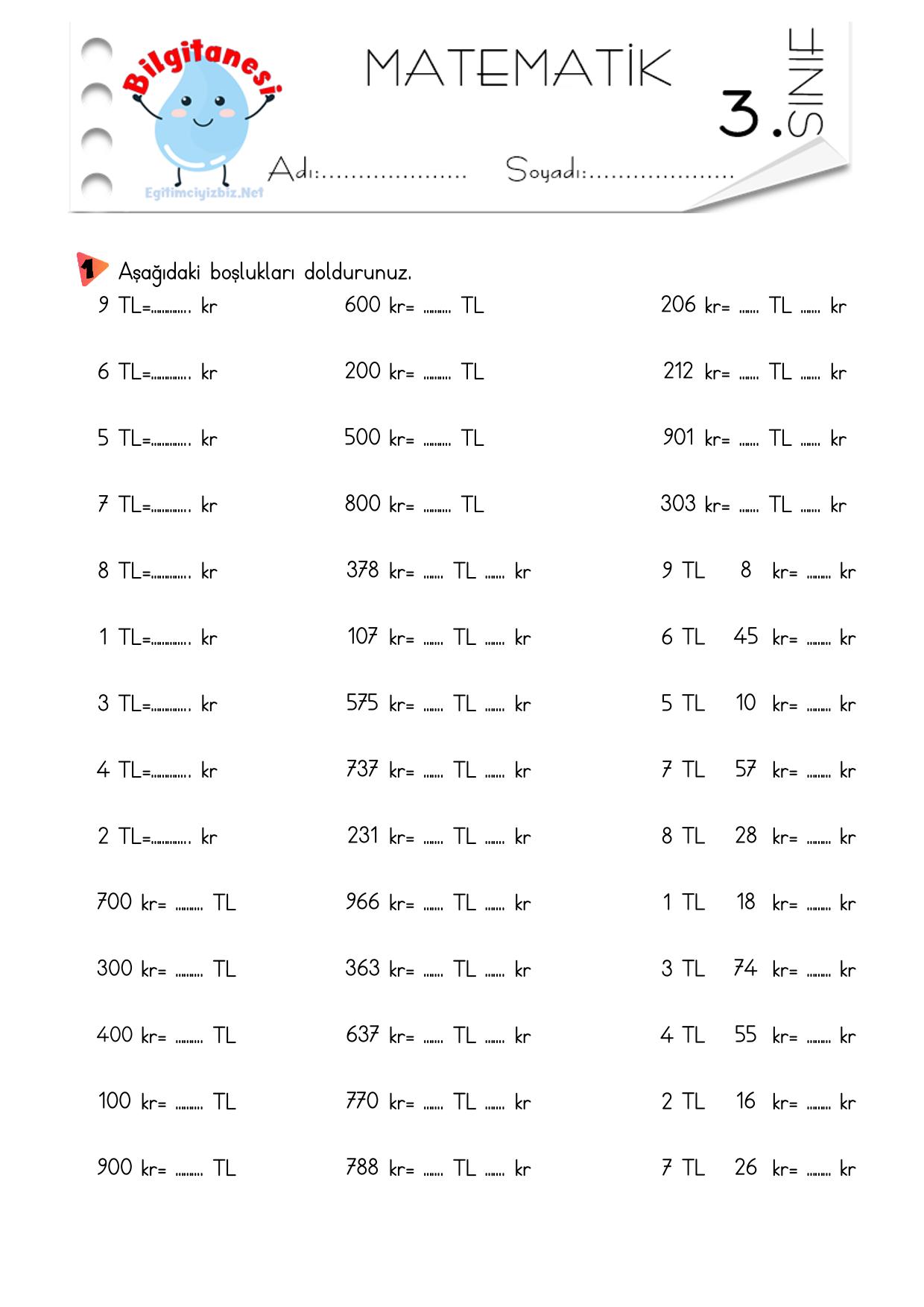 3.Sınıf Paralarımız Çevirme Etkinliği-3