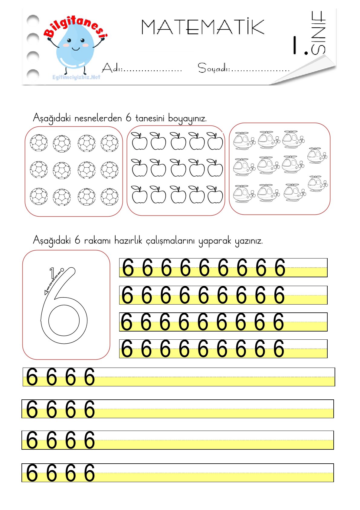 6 Rakamı Yazma Etkinliği
