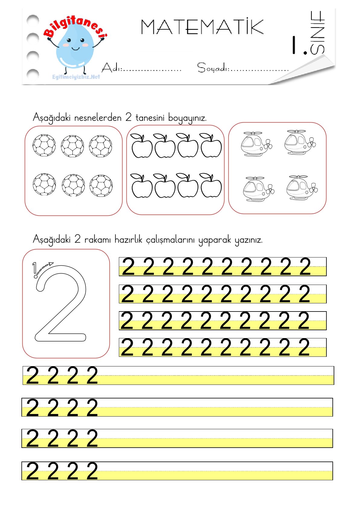 2 Rakamı Yazma Etkinliği