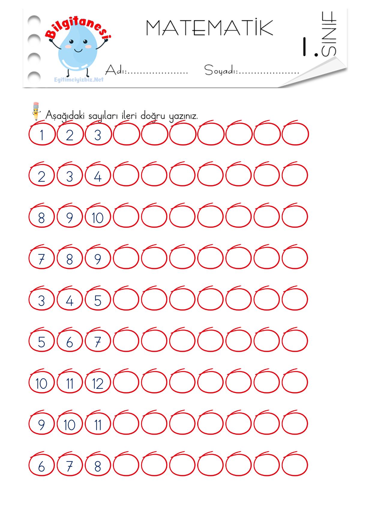 1. Sınıf Matematik İleri-Geri Birer Ritmik Yazma Etkinliği-5 (Maarif Modeli Uyumlu)