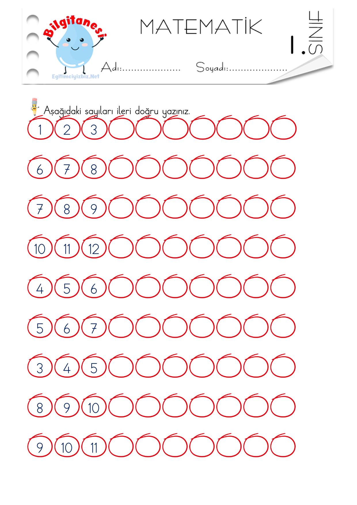 1. Sınıf Matematik İleri-Geri Birer Rİtmik Yazma Etkinliği-1 (Maarif Modeli Uyumlu)