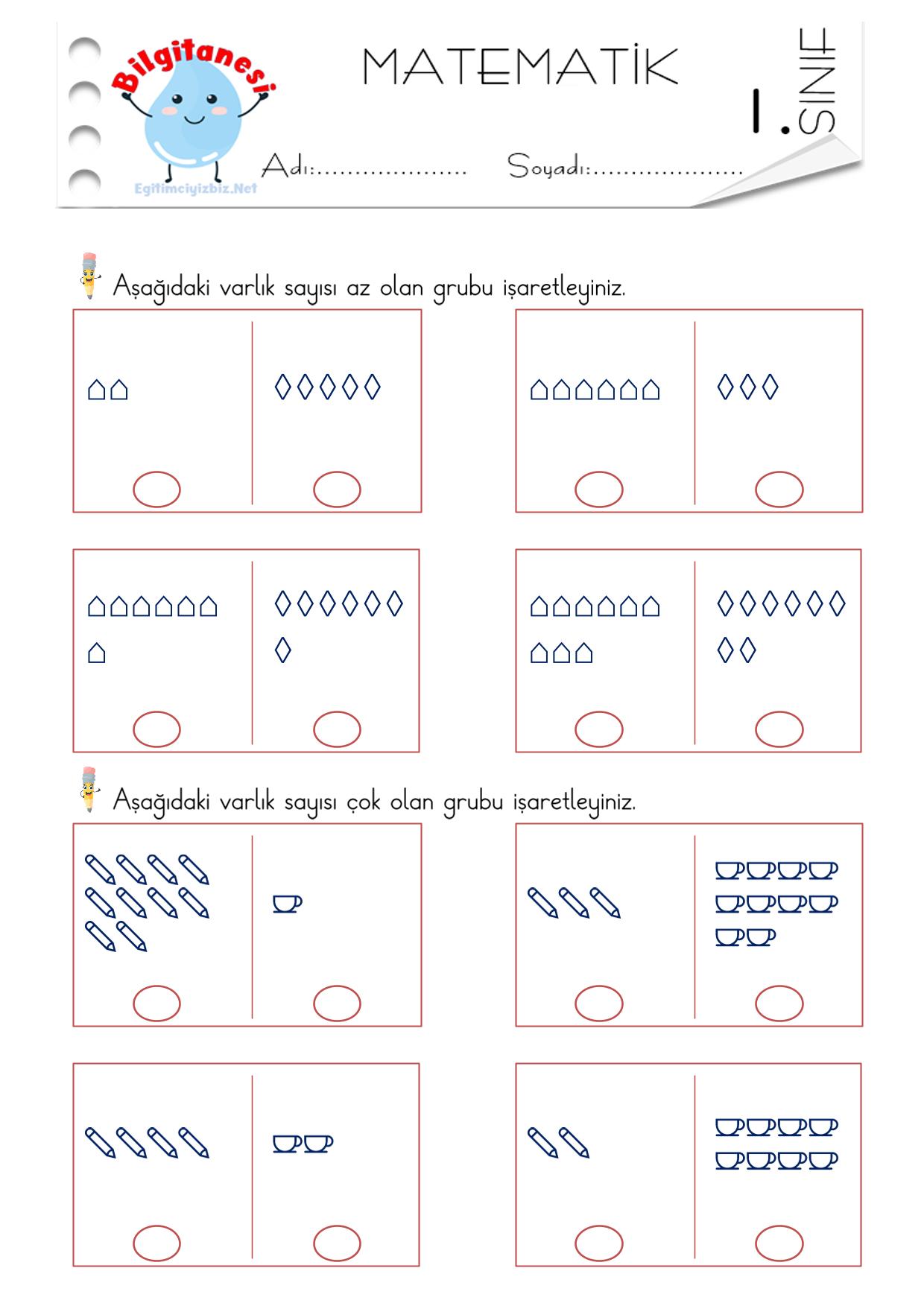 1. Sınıf Az Çok Eşit Etkinliği-1 (Maarif Modeli Uyumlu)