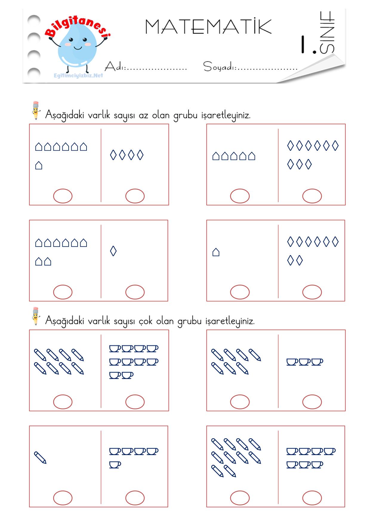 1. Sınıf Az Çok Eşit Etkinliği-3 (Maarif Modeli Uyumlu)
