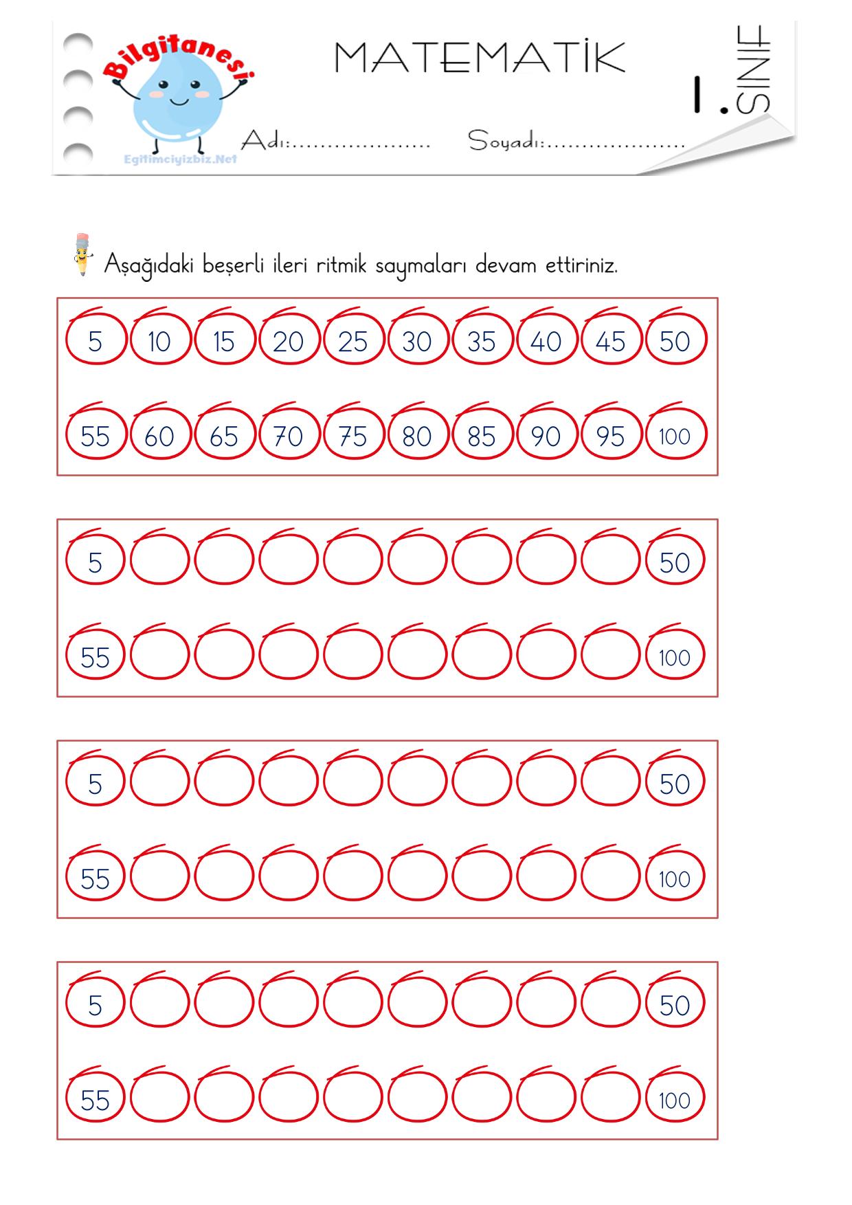 1. Sınıf Beşer Ritmik Sayma Etkinliği (Maarif Modeli Uyumlu)