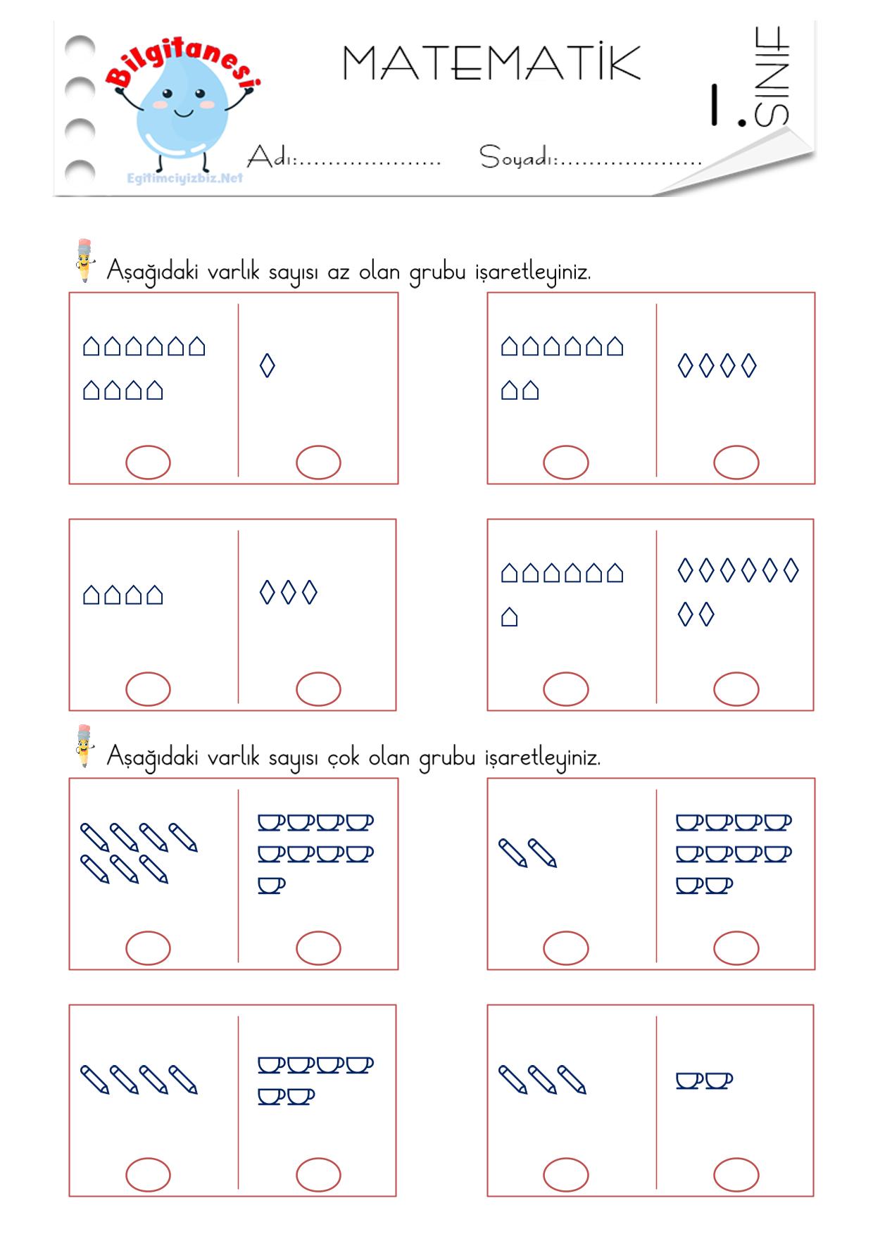 1. Sınıf Az Çok Eşit Etkinliği-5 (Maarif Modeli Uyumlu)