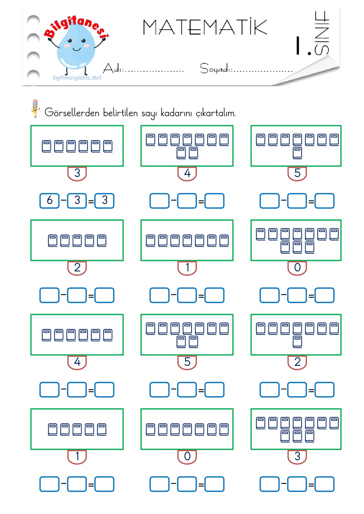 1. Sınıf Şekiller ile Çıkarma İşlemi Etkinliği-1 (Maarif Modeli Uyumlu)