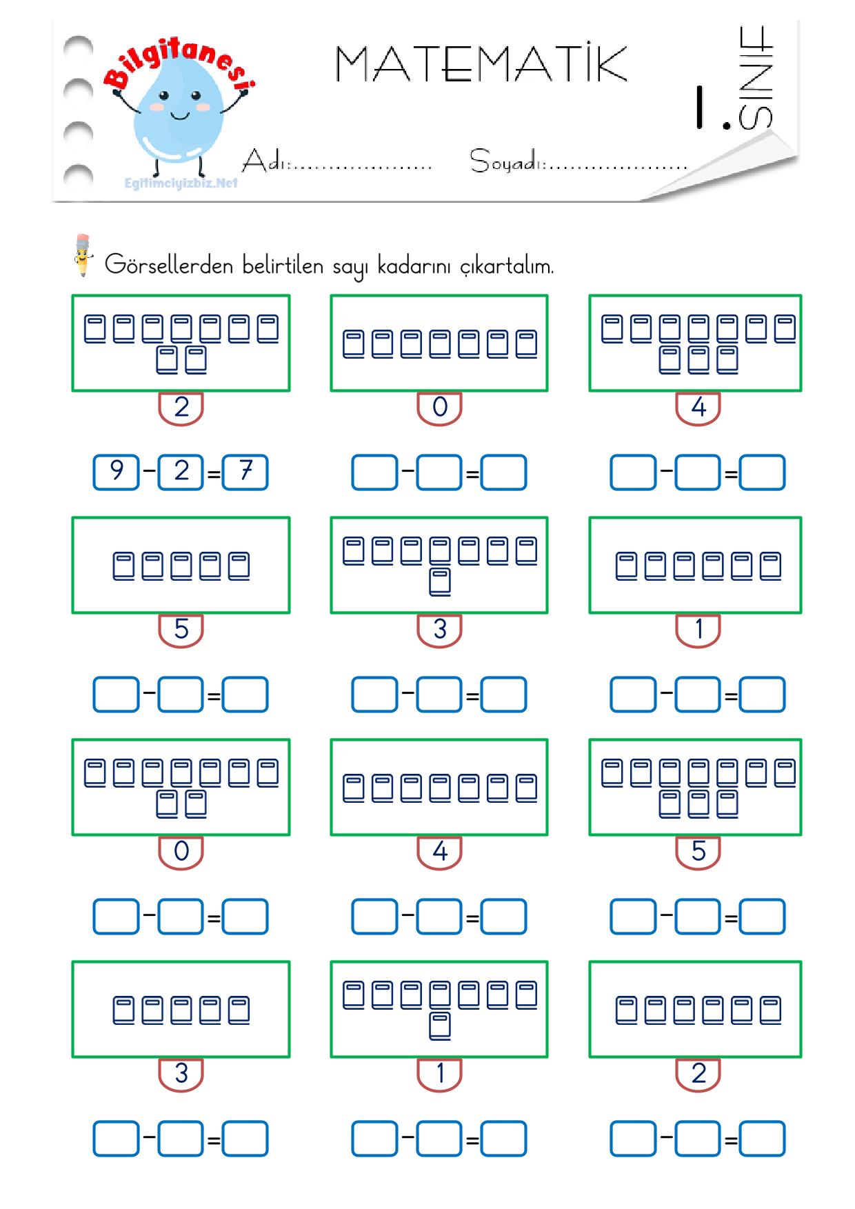 1. Sınıf Şekiller ile Çıkarma İşlemi Etkinliği-5 (Maarif Modeli Uyumlu)