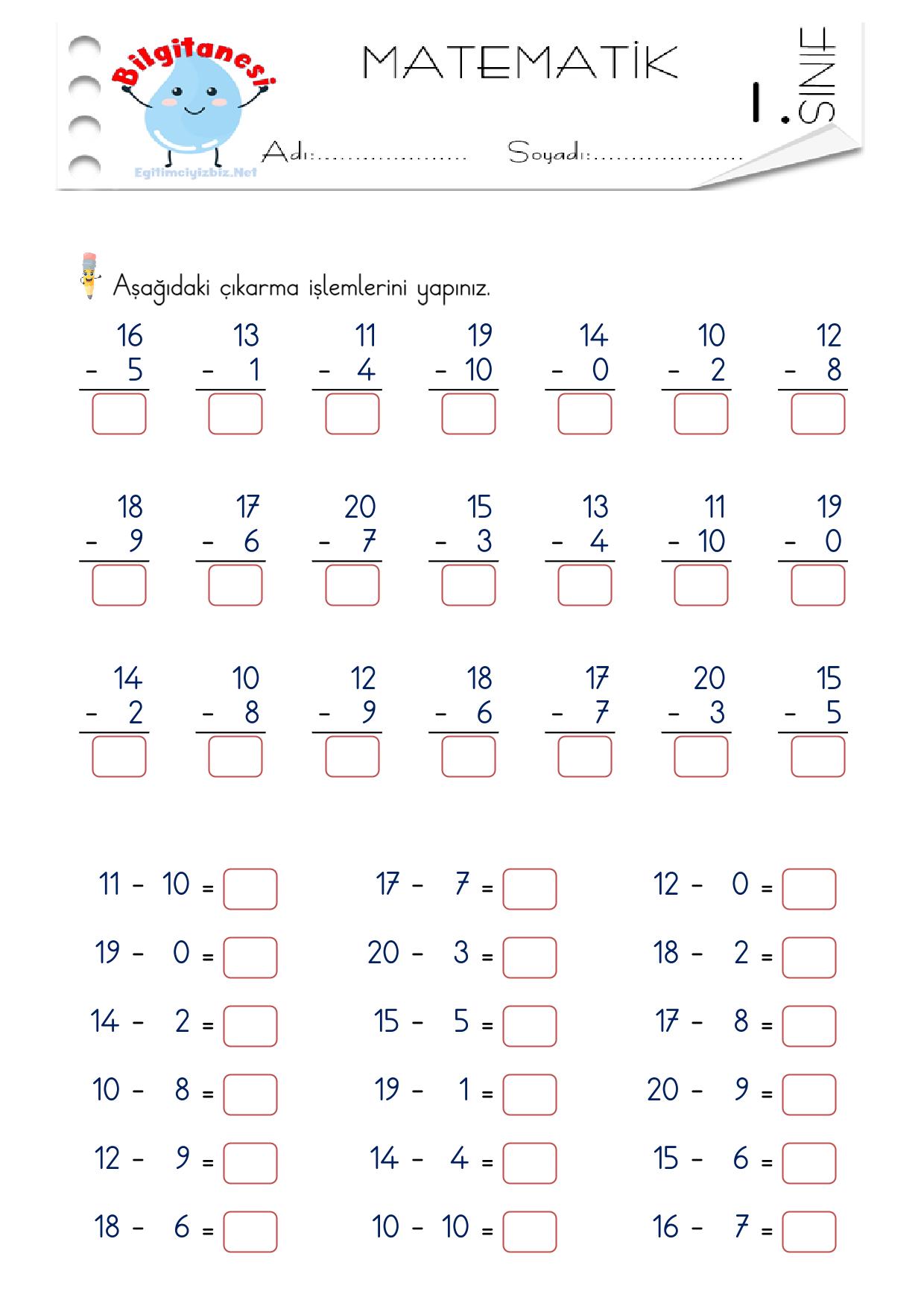 1. Sınıf Çıkarma İşlemi Etkinliği-3 (Maarif Modeli Uyumlu)
