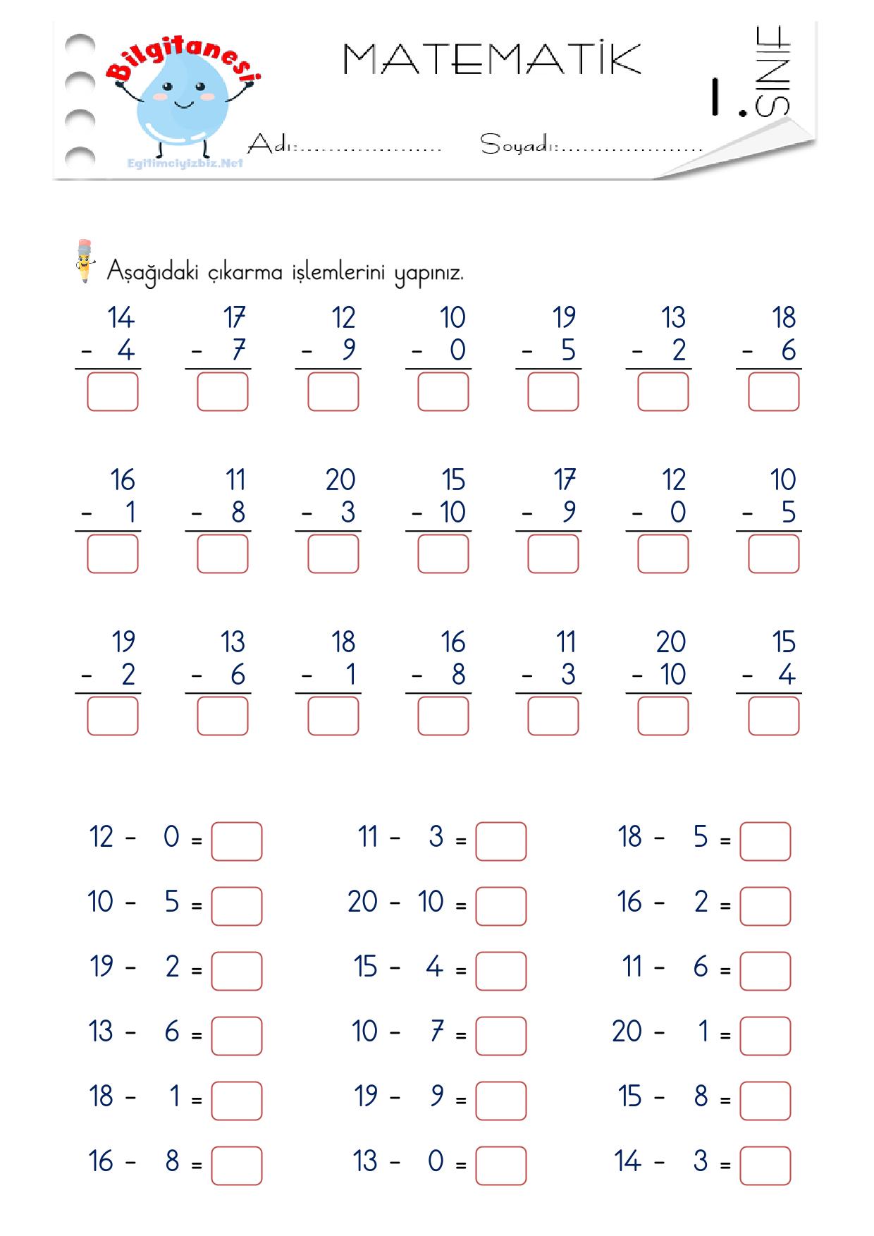 1. Sınıf Çıkarma İşlemi Etkinliği-5 (Maarif Modeli Uyumlu)
