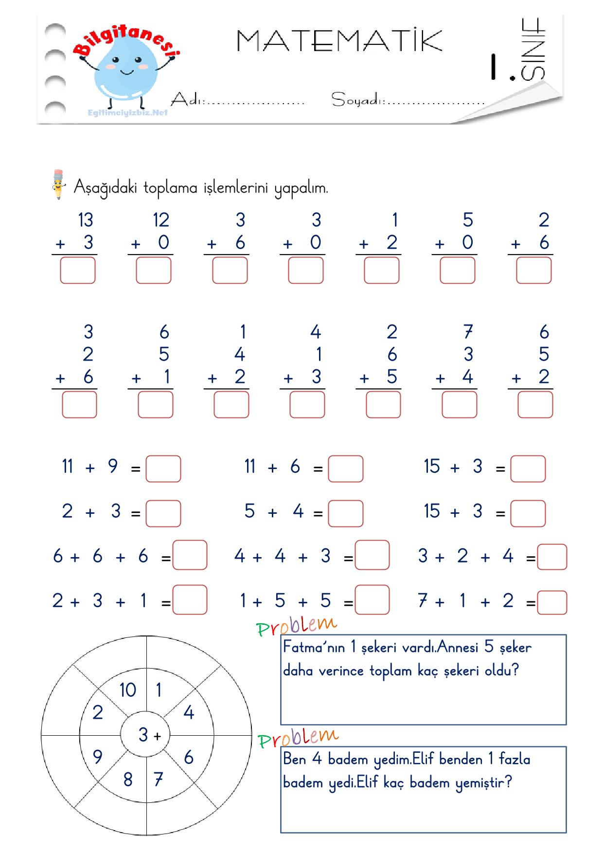 1. Sınıf Toplama Çıkarma Tekrar Etkinliği-1 (Maarif Modeli Uyumlu)