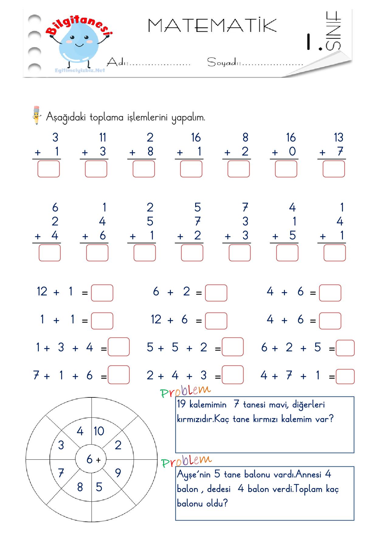 1. Sınıf Toplama Çıkarma Tekrar Etkinliği-3 (Maarif Modeli Uyumlu)