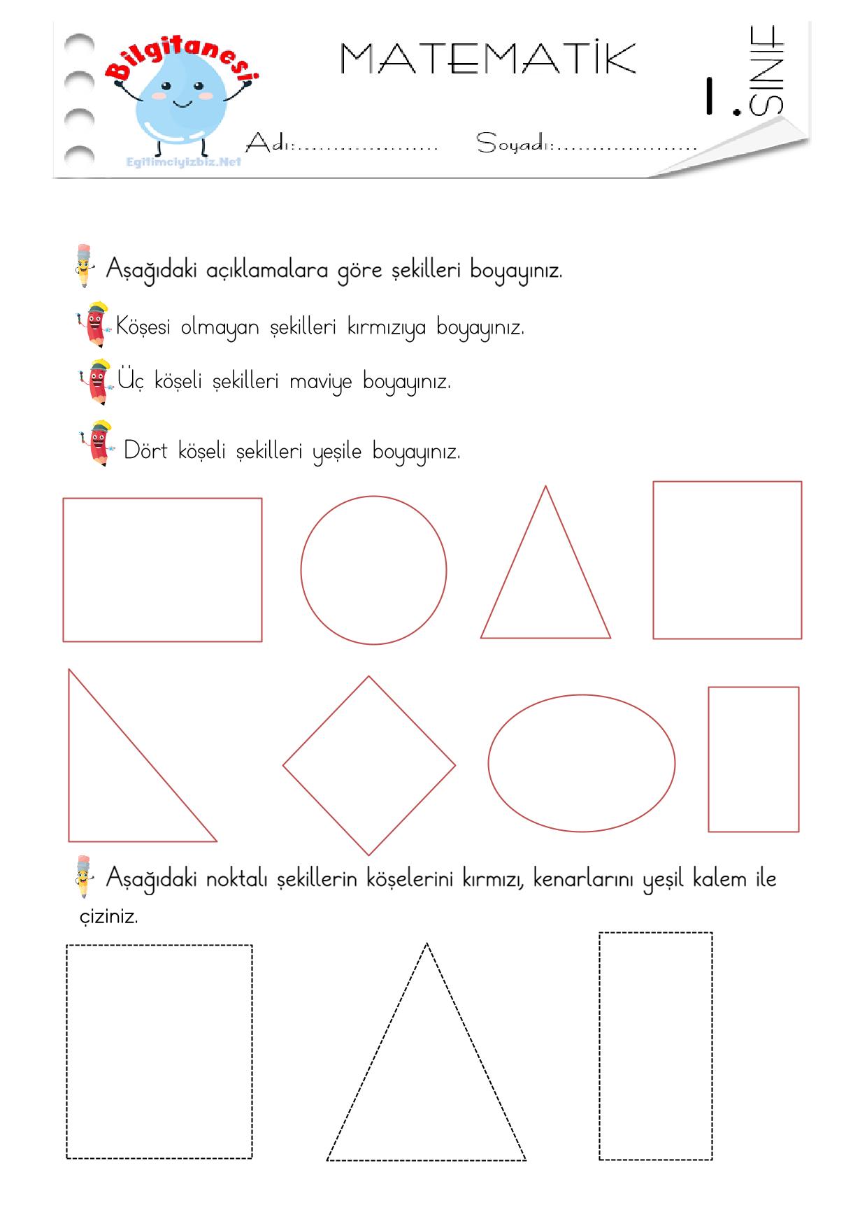 1. Sınıf Matematik Geometrik Şekiller Etkinliği-1 (Maarif Modeli Uyumlu)