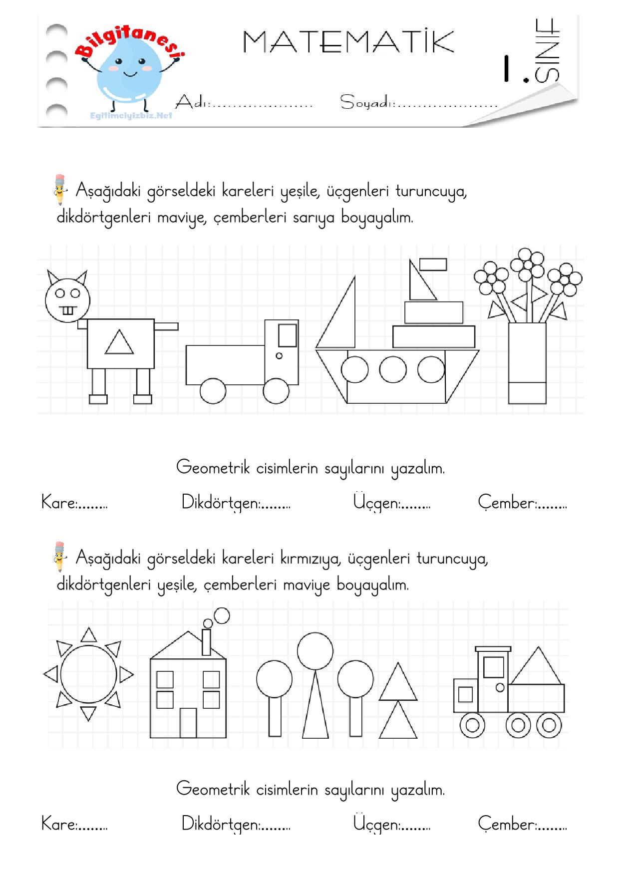 1. Sınıf Matematik Geometrik Yapılar Etkinliği (Maarif Modeli Uyumlu)