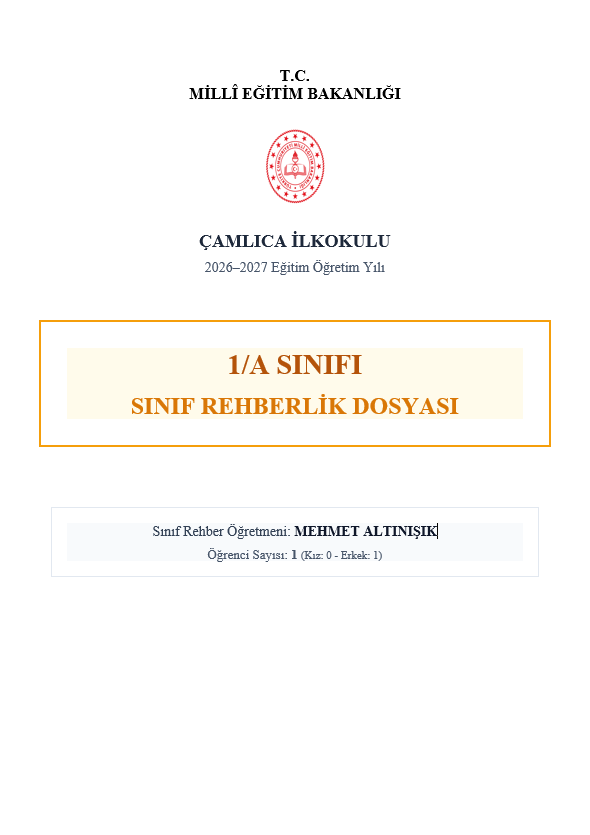 2026-2027 1. Sınıf Rehberlik Yıllık Planı ve Tüm Evraklar