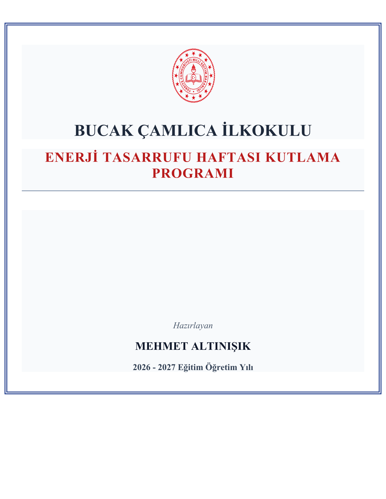 2026-2027 Enerji Tasarrufu Haftası Kutlama Programı ve Tüm Evrakları