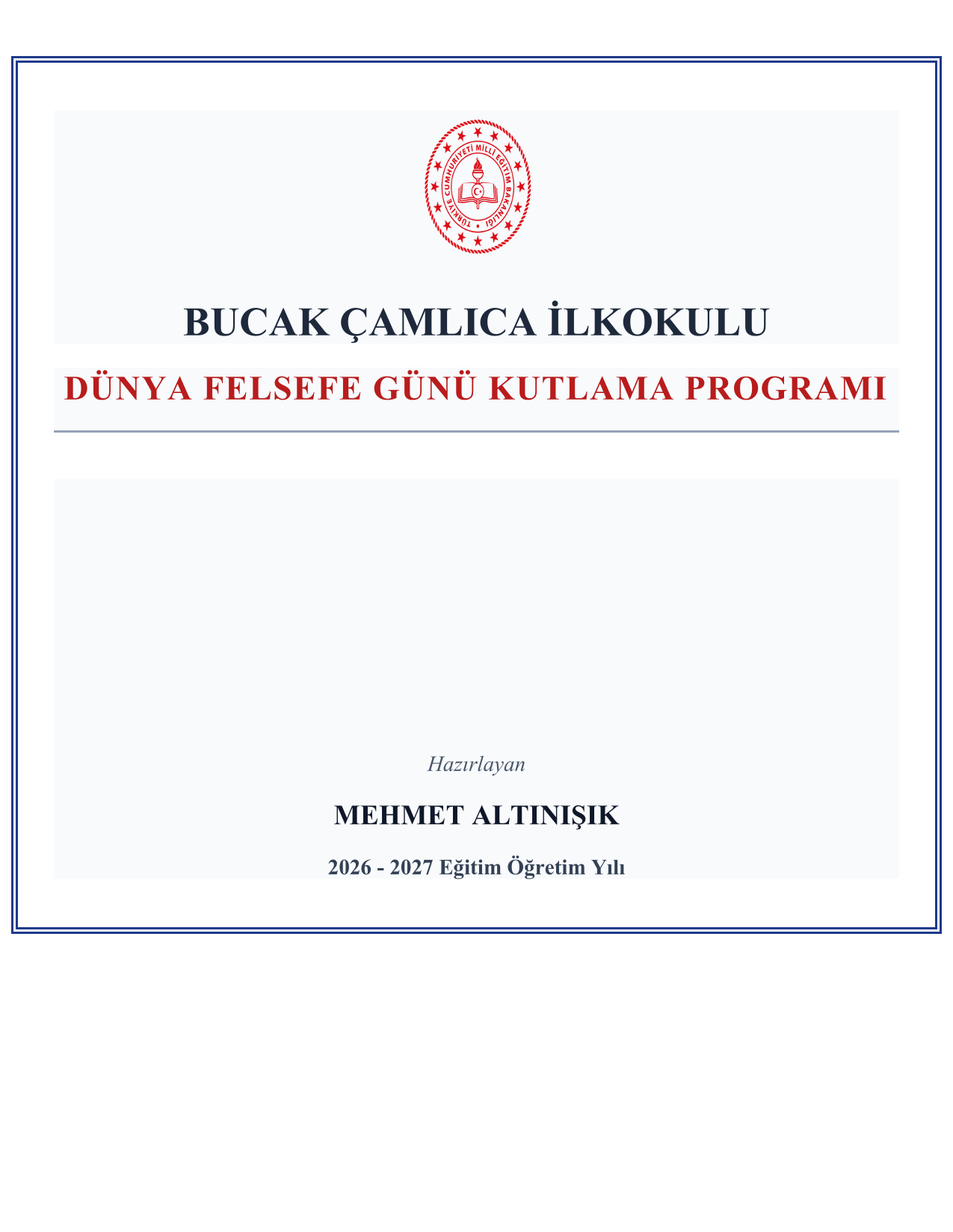 2026-2027 Dünya Felsefe Günü Kutlama Programı ve Tüm Evrakları