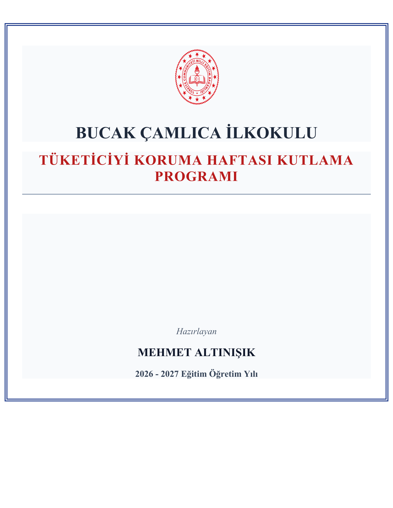 2026-2027 Tüketiciyi Koruma Haftası Kutlama Programı ve Tüm Evrakları