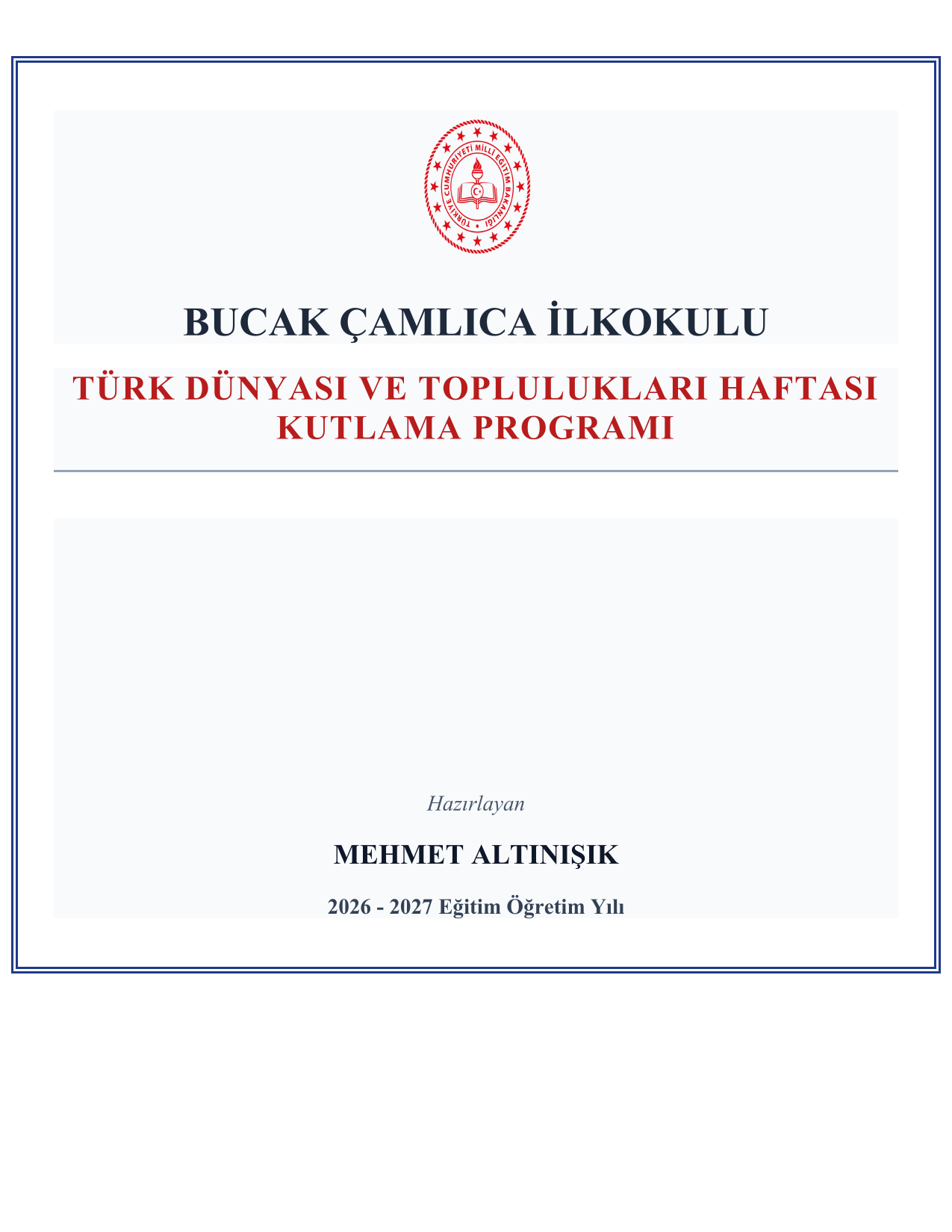 2026-2027 Türk Dünyası ve Toplulukları Haftası Kutlama Programı ve Tüm Evrakları
