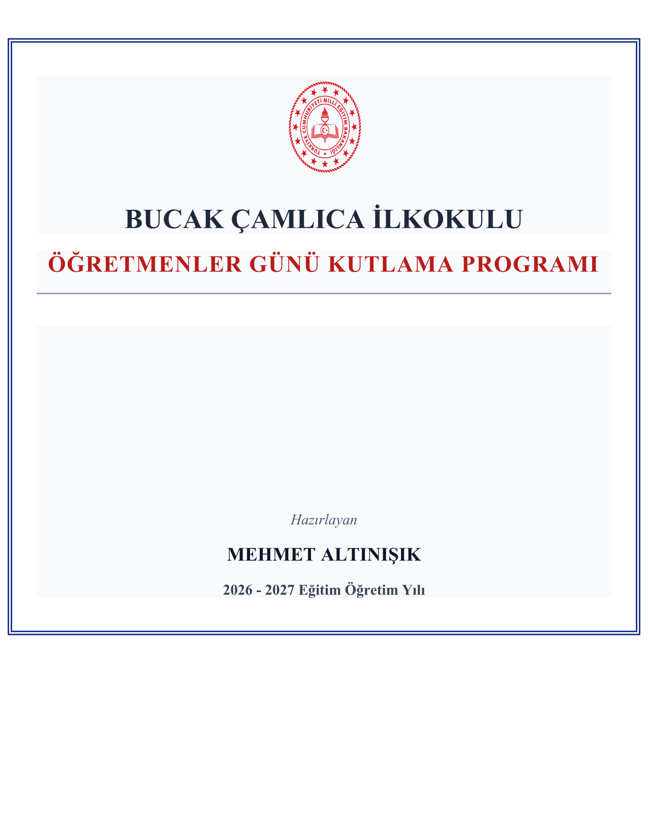2026-2027 Öğretmenler Günü Kutlama Programı ve Tüm Evrakları