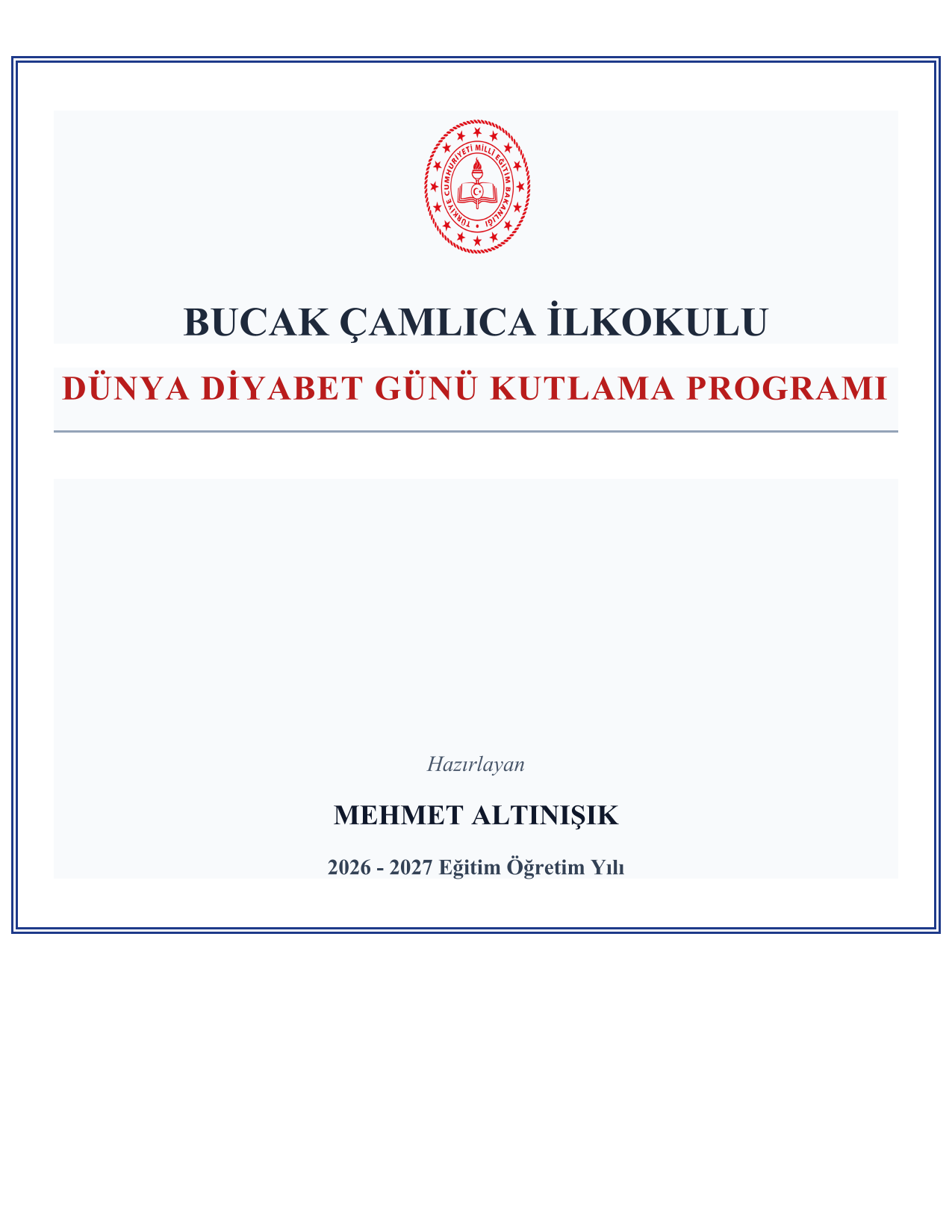 2026-2027 Dünya Diyabet Günü Kutlama Programı ve Tüm Evrakları